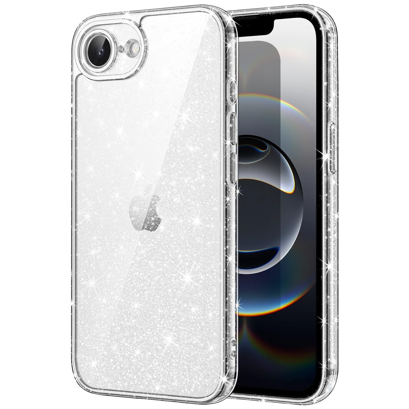 JETech Glitter Case for iPhone 17e (2026) / iPhone 16e, Bling Sparkle Shockproof Phone Bumper Cover, Cute Sparkly for Women and 
