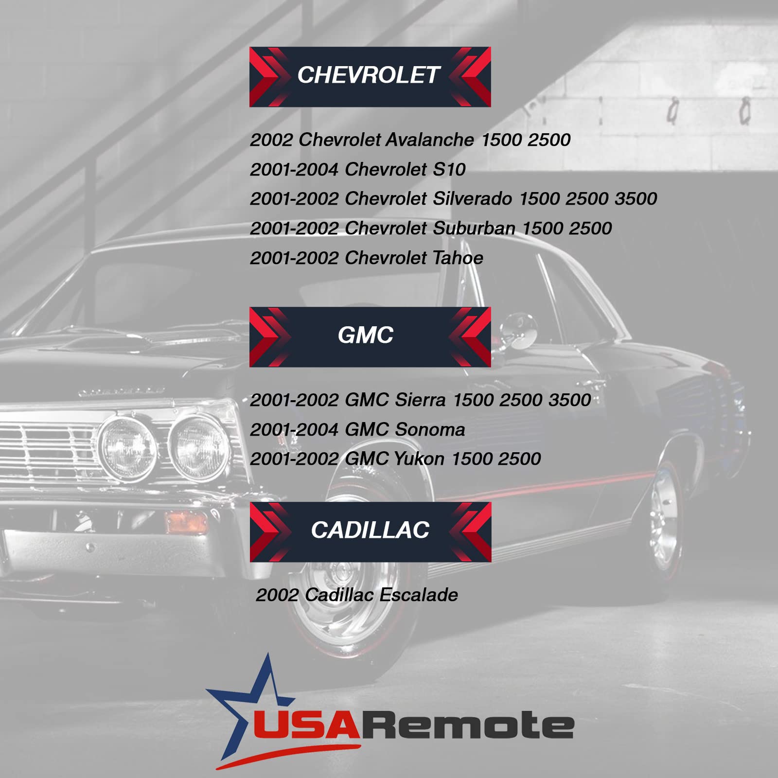 2001 2002 Key Fob Keyless Entry Remote Fits Cadillac Escalade/Chevy Avalanche S10 Silverado Suburban Tahoe/Gmc Sierra Sonoma Yuk