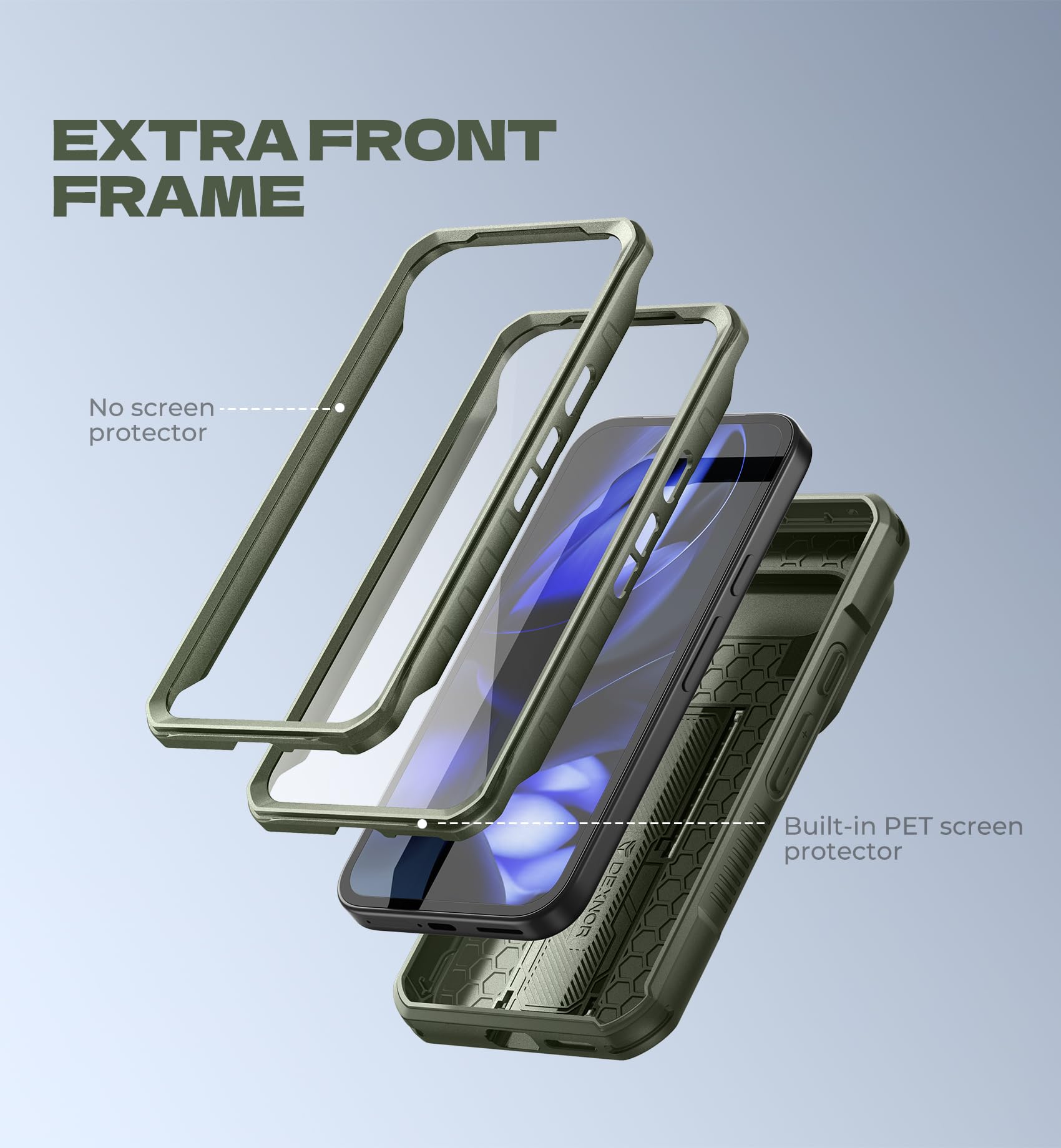 Dexnor For Google Pixel 9A Case With Slide Camera Cover & 2 Front Frames & Built-In Screen Protector & Heavy-Duty Kickstand, Ful