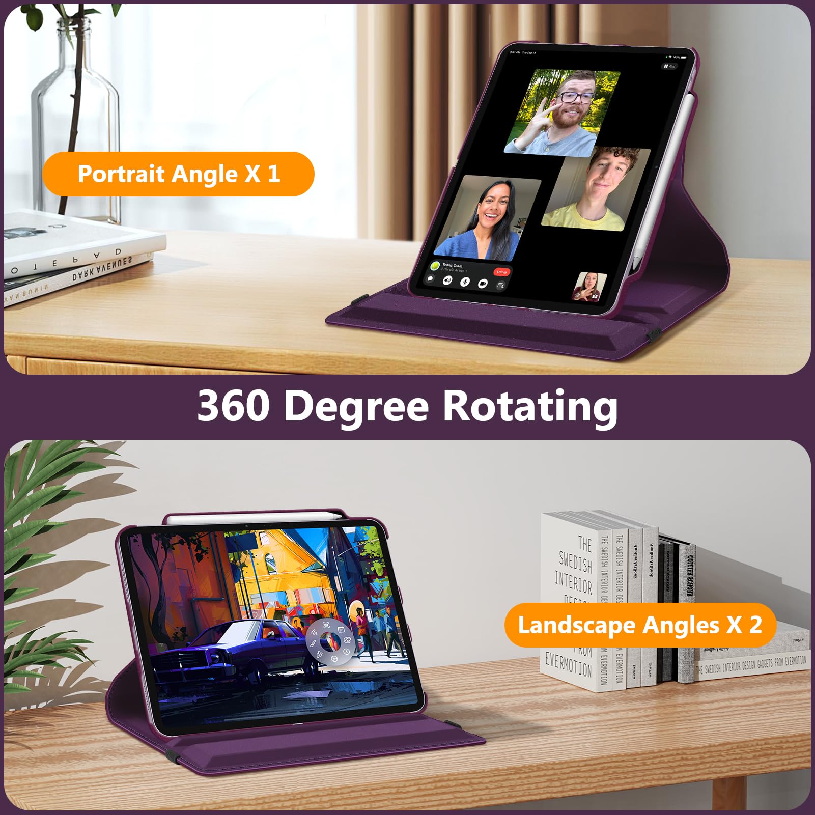 Fintie Rotating Case For Ipad Air 13 Inch (M2) 2024 With Pencil Holder   360 Degree Swiveling Protective Stand Cover With Auto W