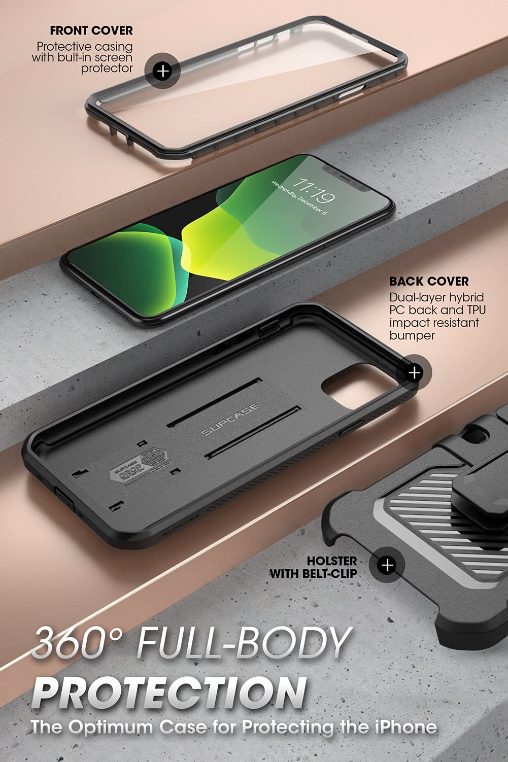 Supcase Unicorn Beetle Pro Series Case Designed For Iphone 11 6.1 Inch (2019 Release), Built In Screen Protector Full Body Rugge