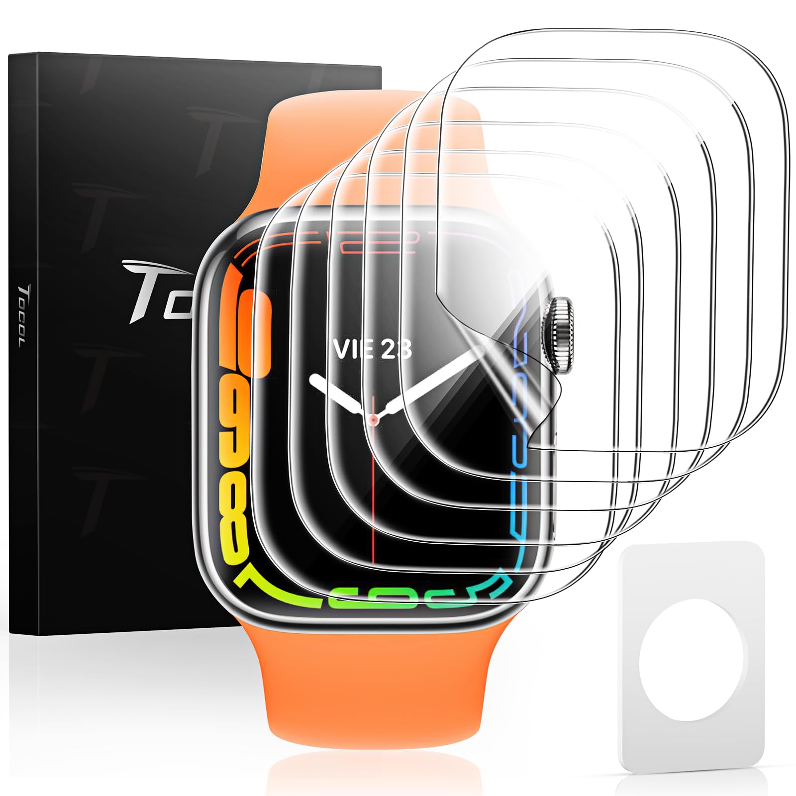 Tocol 6 Pack Apple Watch 45Mm Series 9/8/7 Screen Protector, Iwatch 45Mm(2023) [Hd Clear] [Scratch Resistant] [Bubble Free] [Eas