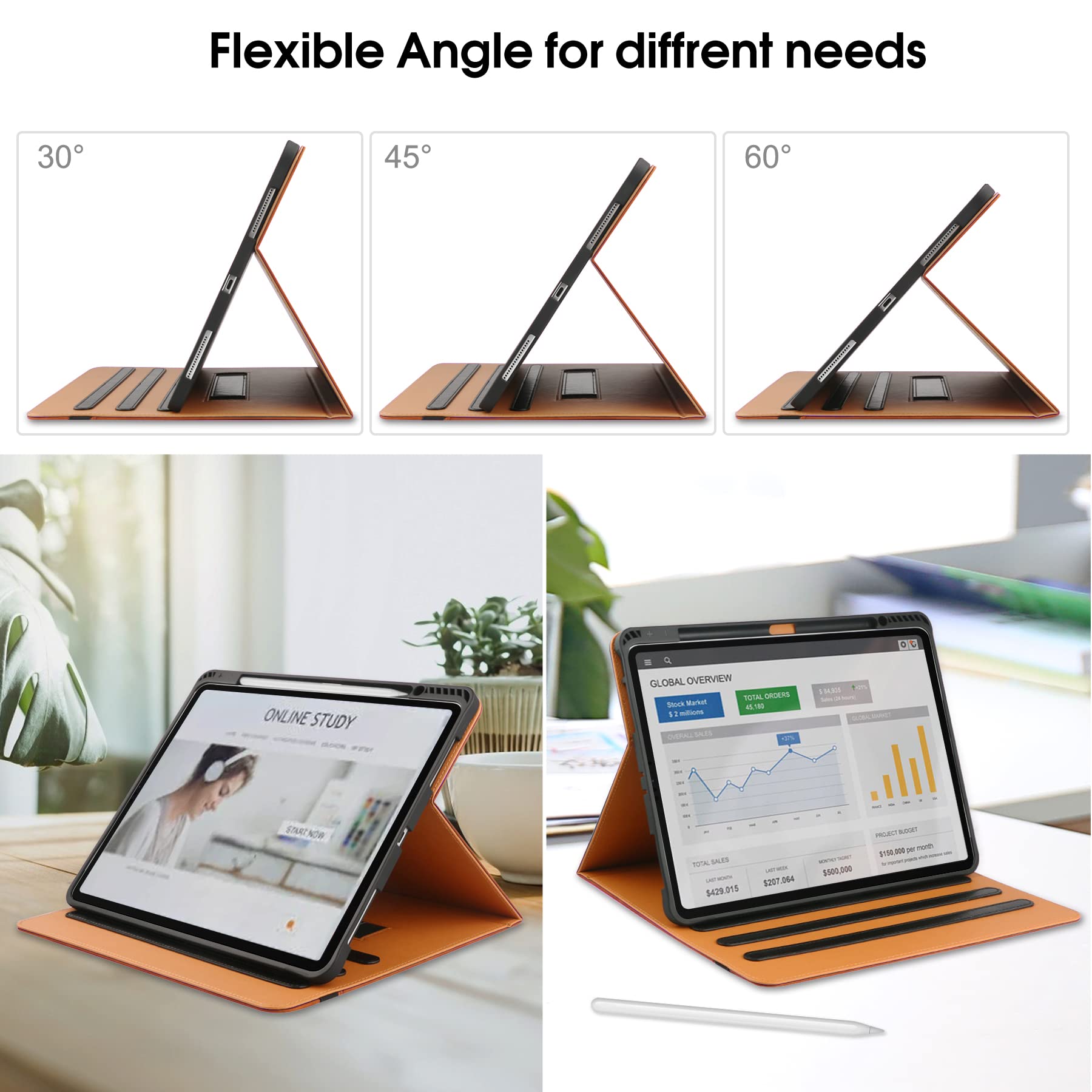 For Ipad 10Th Generation Case, Ipad 10.9 Case Fits 10Th 2022 10.9'' Model With Pencil Holder And Card Pocket, Smart Cover Auto W