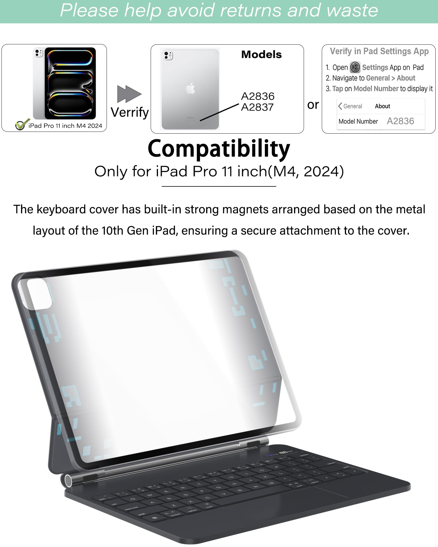 Zenlu Ipad Pro 11 M4 2024 Case With Keyboard, Magic Style Keyboard, Multi Touch Trackpad, Floating Cantilever Stand, Smart Backl