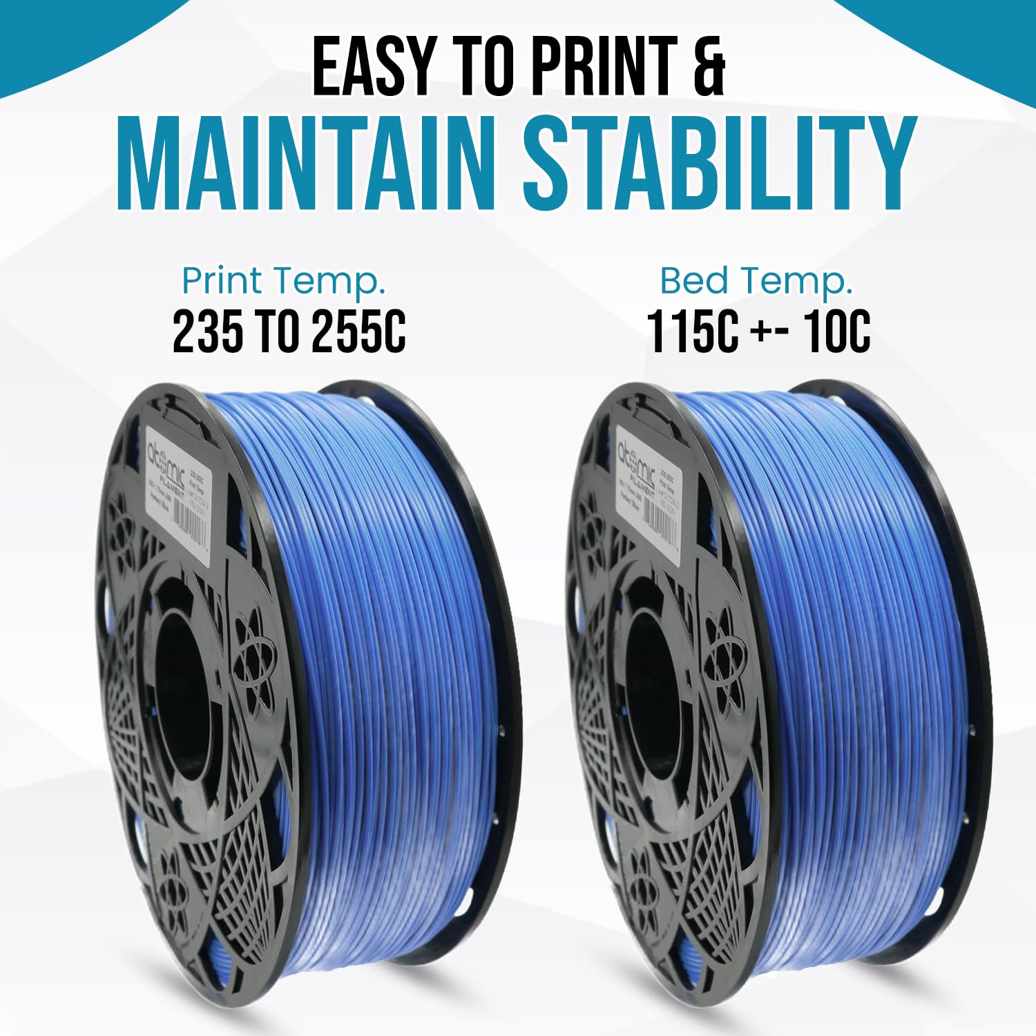 Atomic Filament Perfect Blue 3D Printer Abs Filament 1.75 Mm | Dimensional Accuracy 99% Probability +/  0.02Mm | 3D Printer Acce