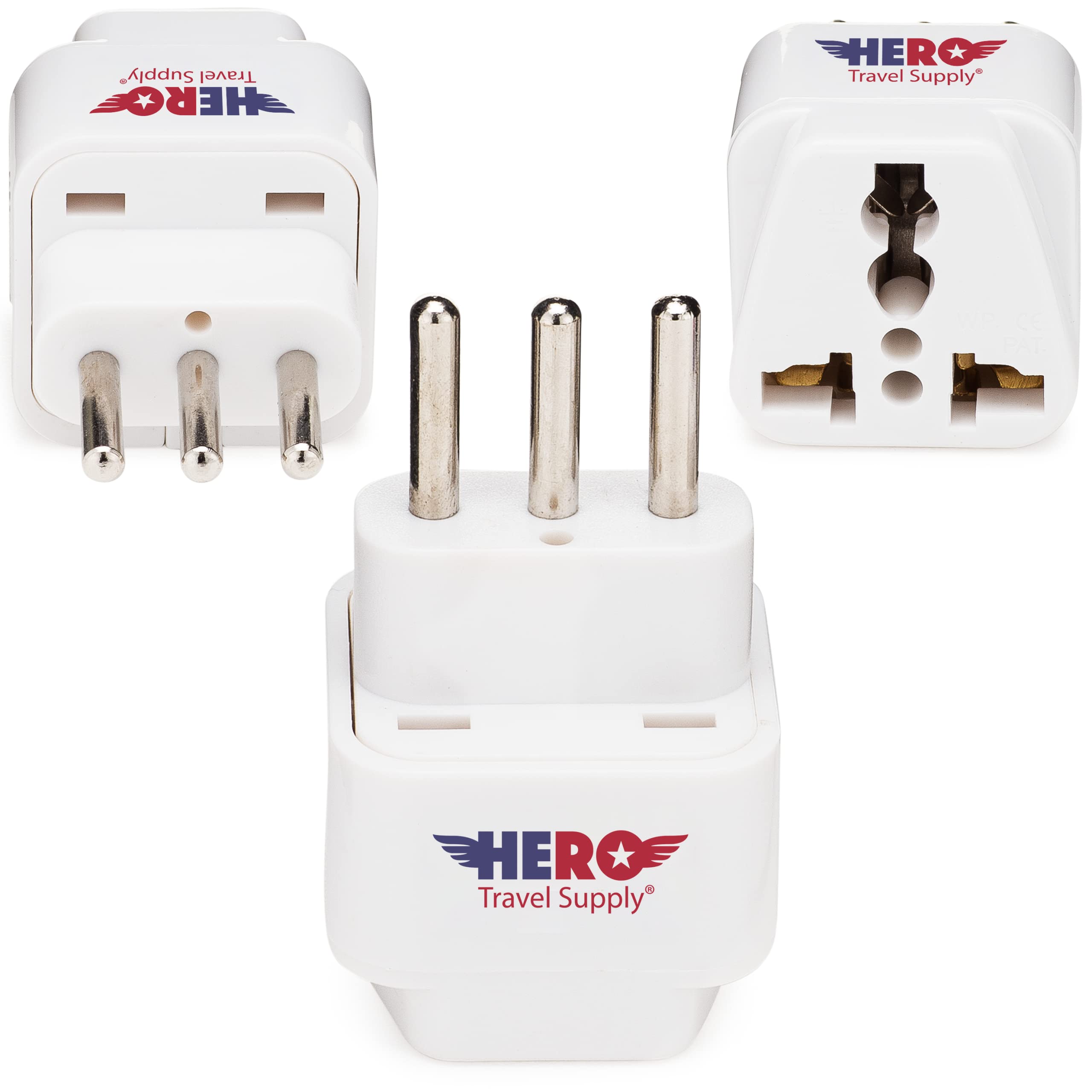 Hero Travel Supply Premium Us To Italy Power Adapter Plug (Type L, Pack Of 3, Grounded)