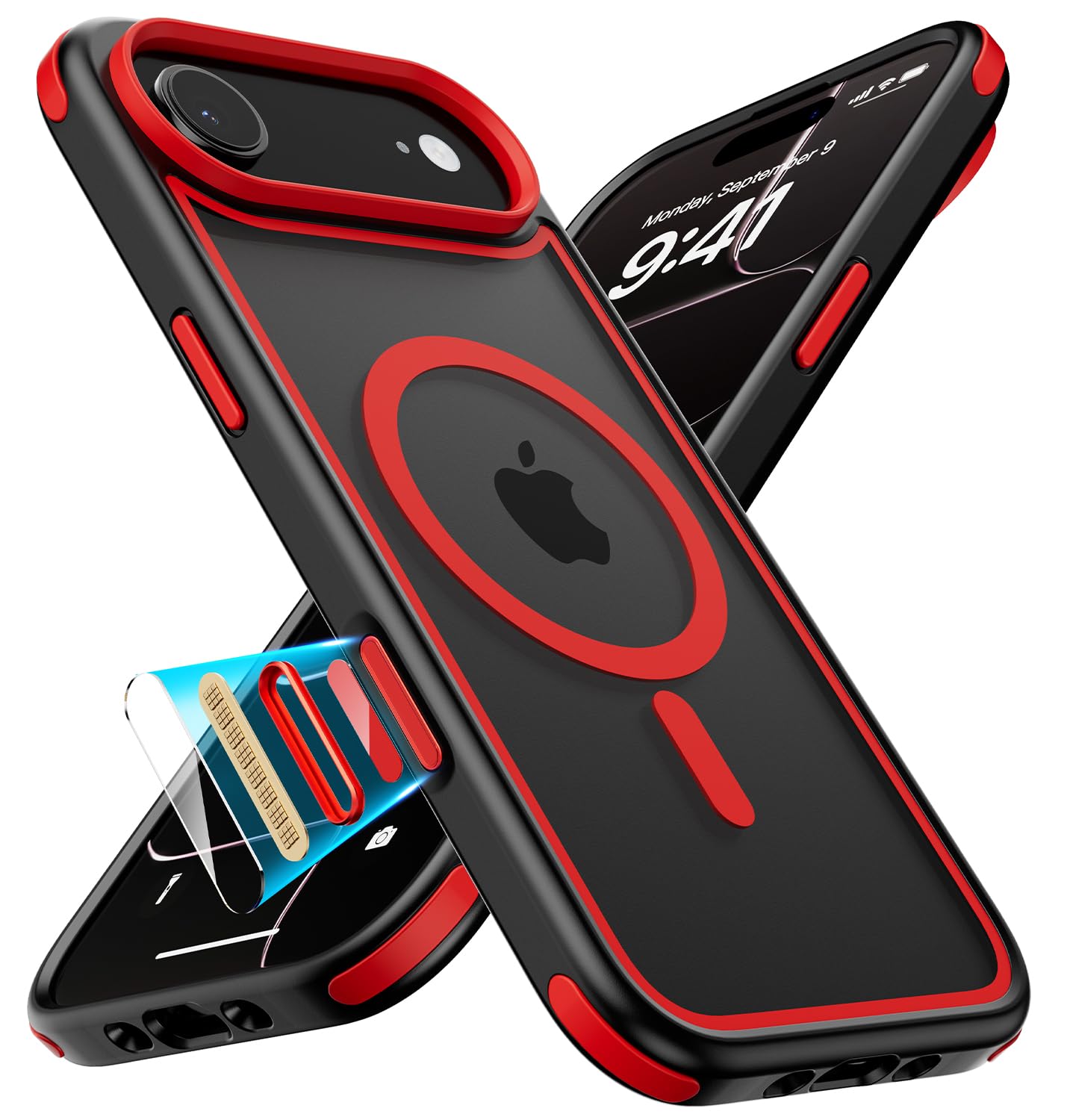 Mobnano for iPhone Air Case, Compatible with MagSafe, Crystal Clear iPhone 17 Air Case with Magnetic Ring, Multicolor Protective
