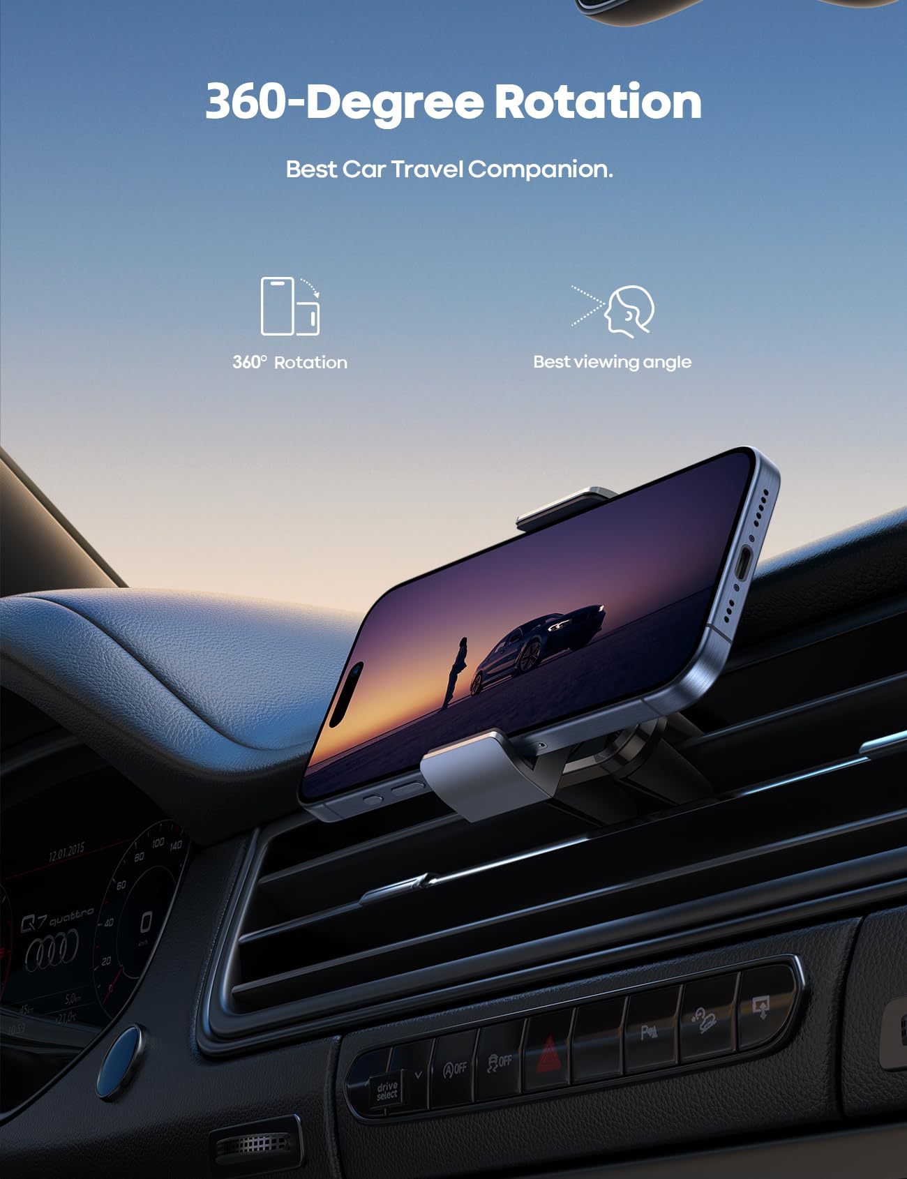 Lamicall Car Cell Phone Mount, Air Vent Clip Holder, Universal Stand Hands Free Cradle Compatible With Phone 12 Mini 11 Pro Xs X