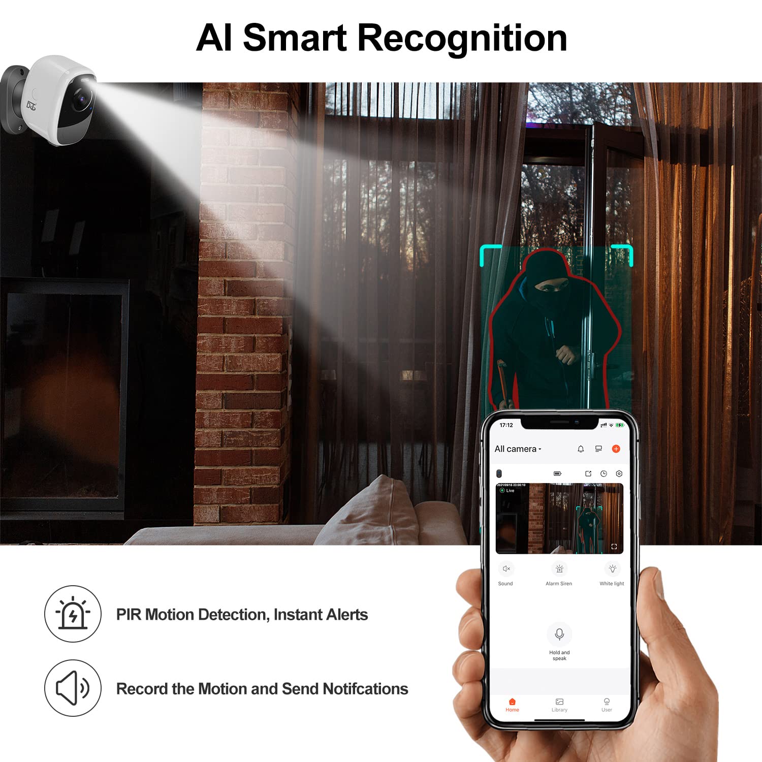 Dct Solar Camera Outdoor Magnetic: Wireless Wifi 4Mp Security Camera Battery Powered Pir/Ai Motion Detection Two Way Talk Spotli