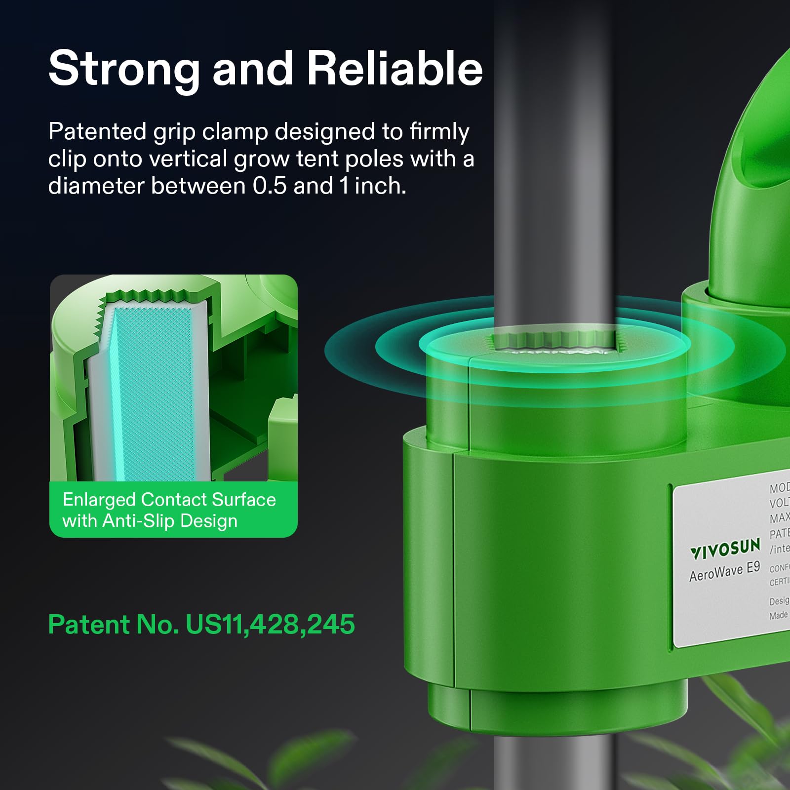 VIVOSUN AeroWave E9 Grow Tent Fan, 9 EC Motor, WiFi-Controllable, Auto Oscillating, IP54 Weatherproof, Strong Airflow, Quiet, Green