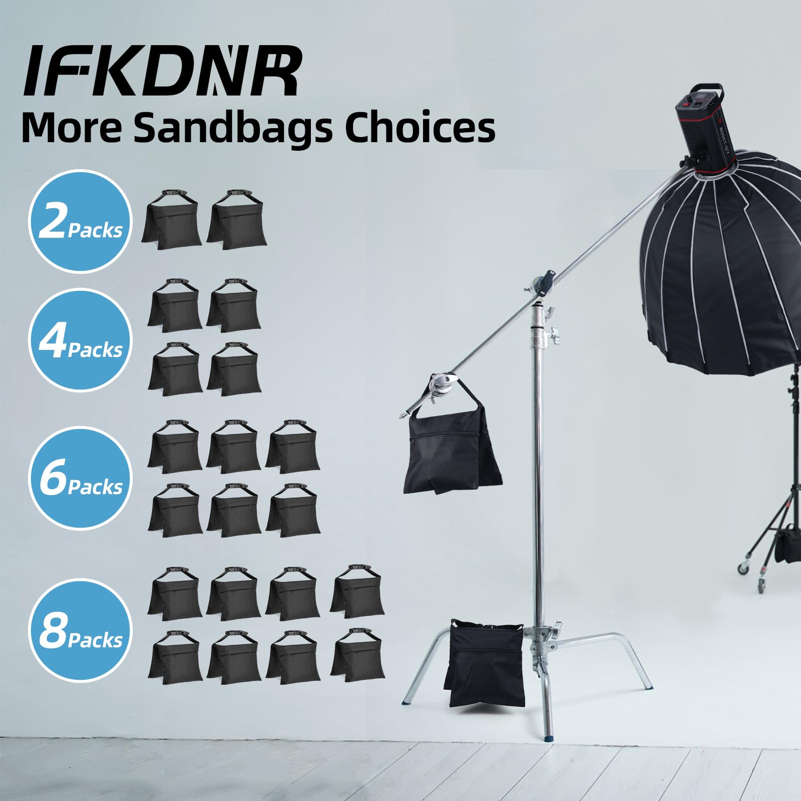 Ifkdnr 6 Packs Sandbags, Heavy Duty Sand Bags With 12 Pe Bags, Sand Bags With Buckle Straps For Support Light Stand, C Stand, Li