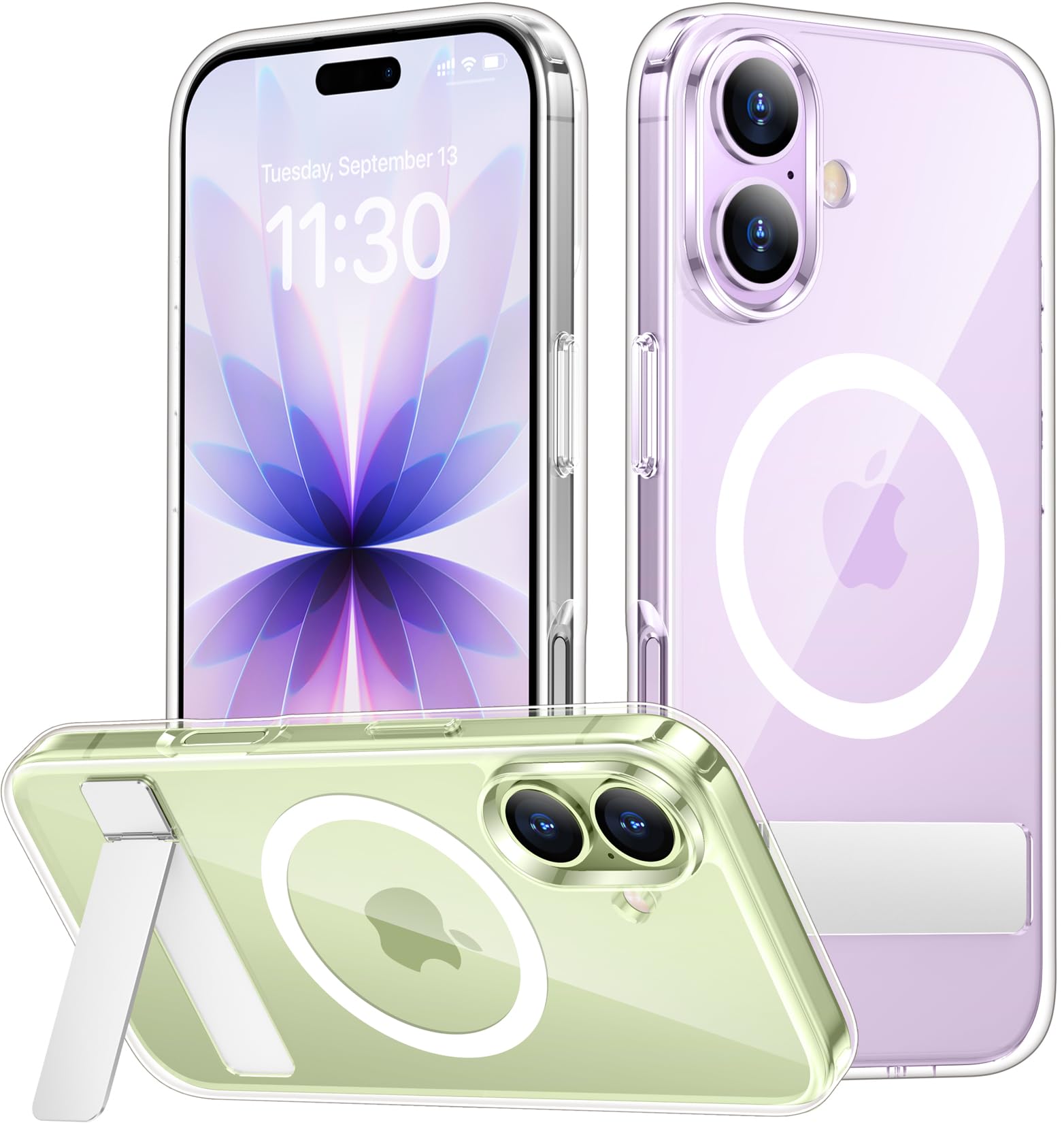 SPIDERCASE for iPhone 17 Case, Builtin Stand, Clear