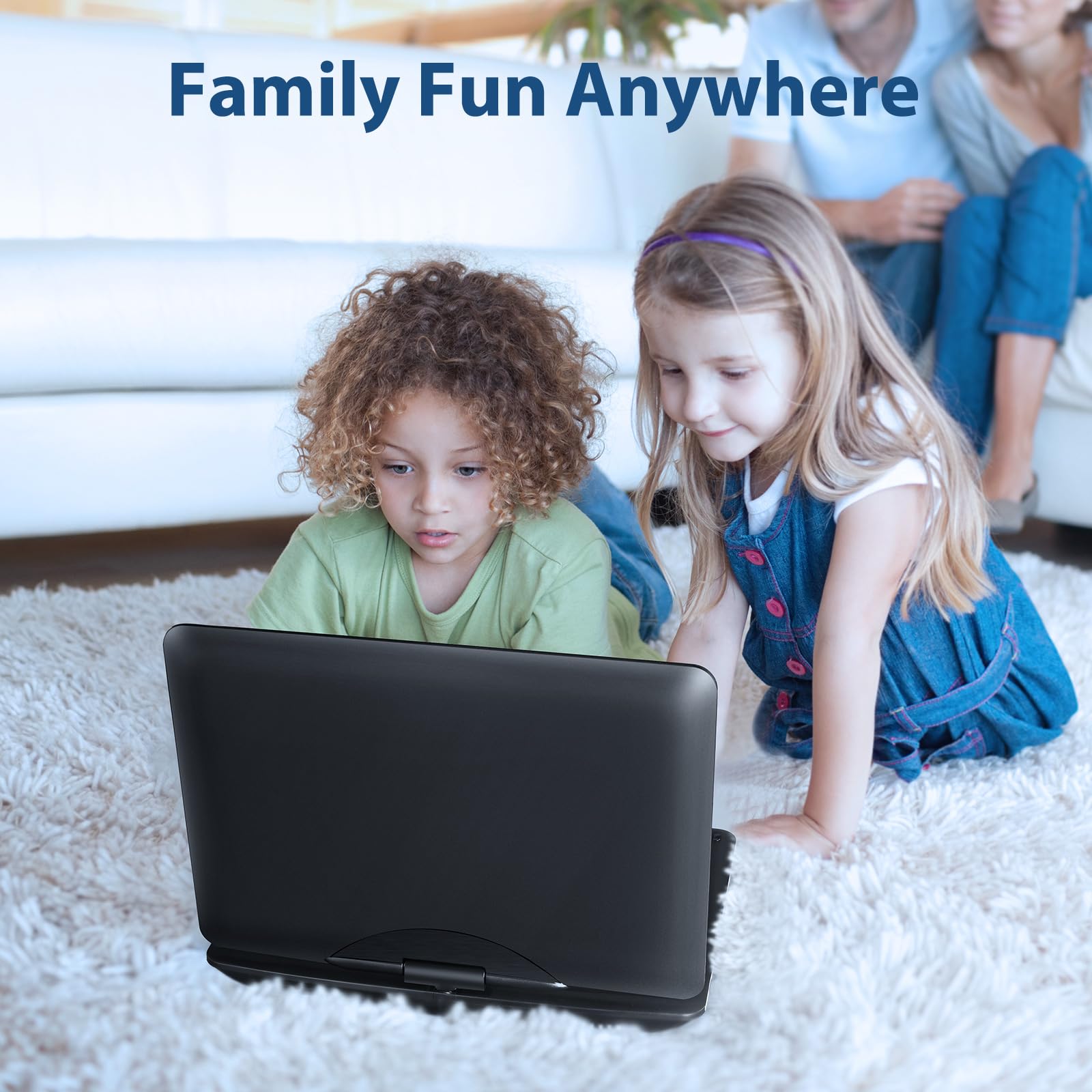 Otic 12'' Portable Dvd Player With Bluetooth Function, 10.1'' Hd Swivel Display Screen, 5 Hour Rechargeable Battery, Support Cd/