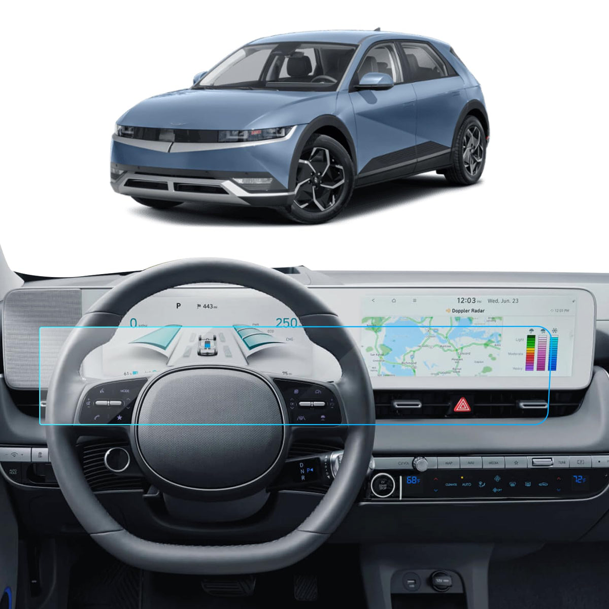 Lantu Car Screen Protector For 2022 2023 2024 Hyundai Ioniq 5 (Se/Sel/Limited/Se Standard Range) Accessories Navigation Screen P