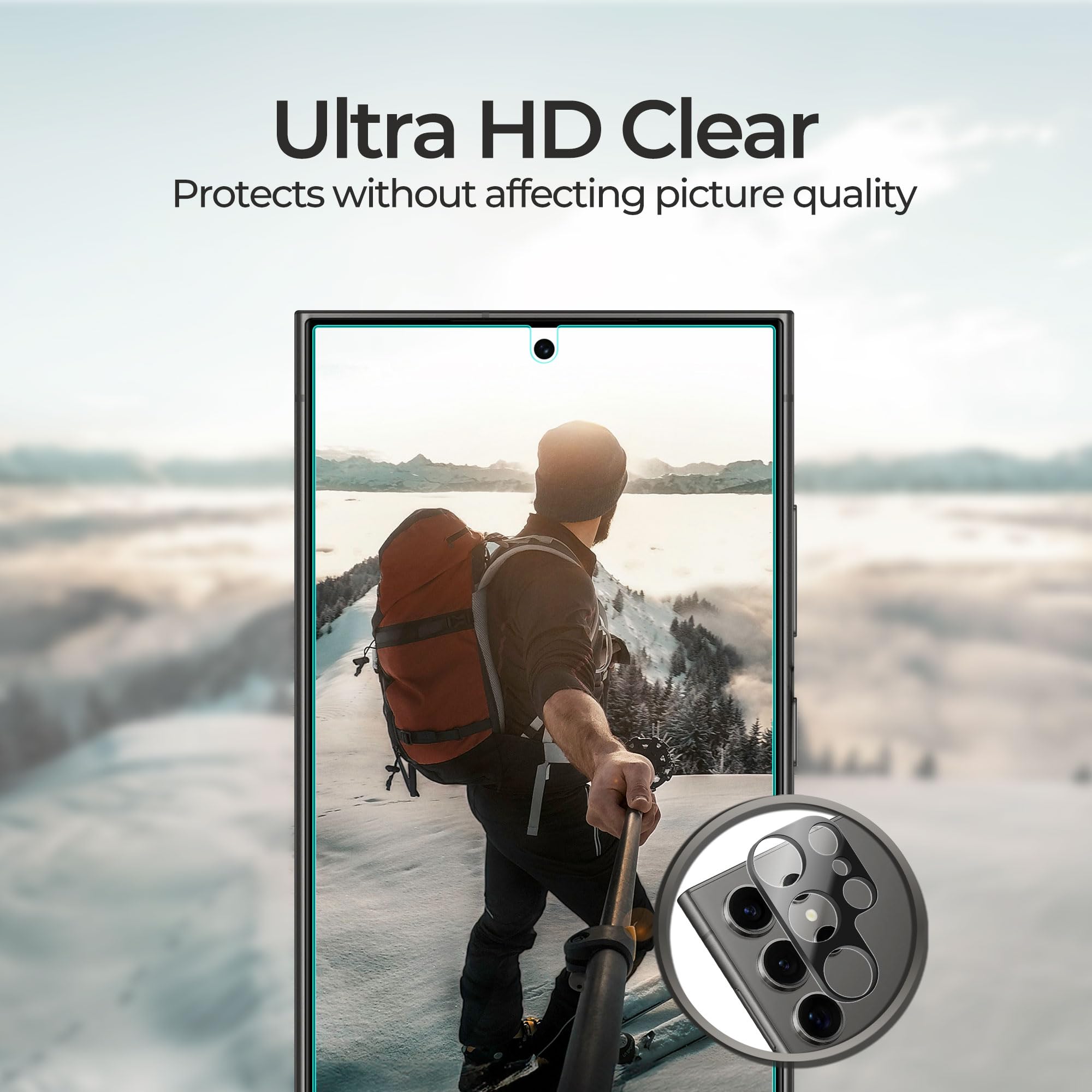 Armorsuit 2+2 Pack For Samsung Galaxy S24 Ultra 6.8'' Tempered Glass Screen Protector + Lens Protector Case Friendly 9H Military