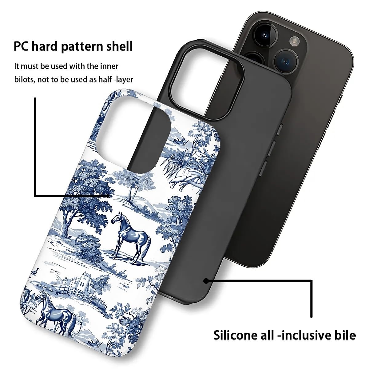 Ilikediy For Iphone 16 Pro Case,Hh2 Wild Desert Horse Manor Hybrid 2 Layer Hard Shell Silicone Protective Pattern Design Case