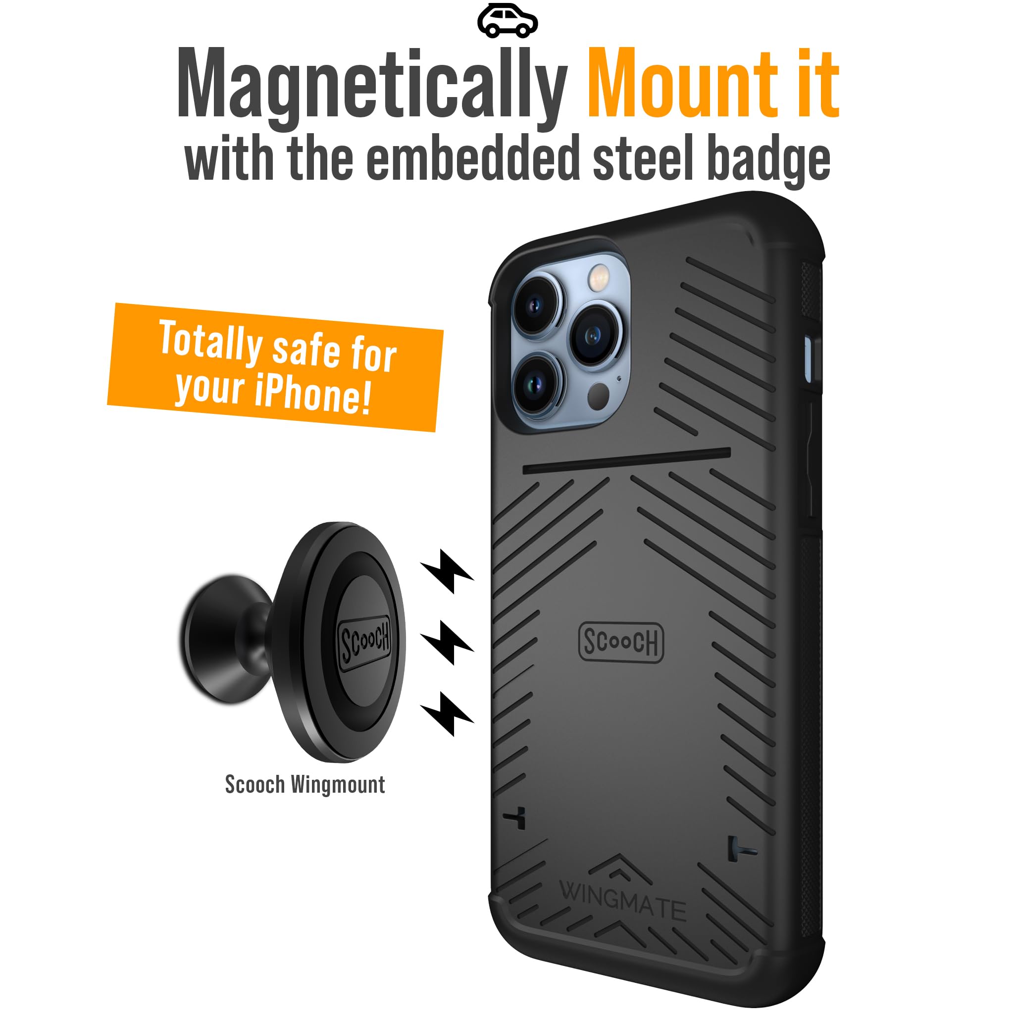 Scooch For Iphone 13 Pro Max Case With Card Holder, Wingmate Wallet Case With Hidden Card Slot And Rfid Protection For Up To 4 C