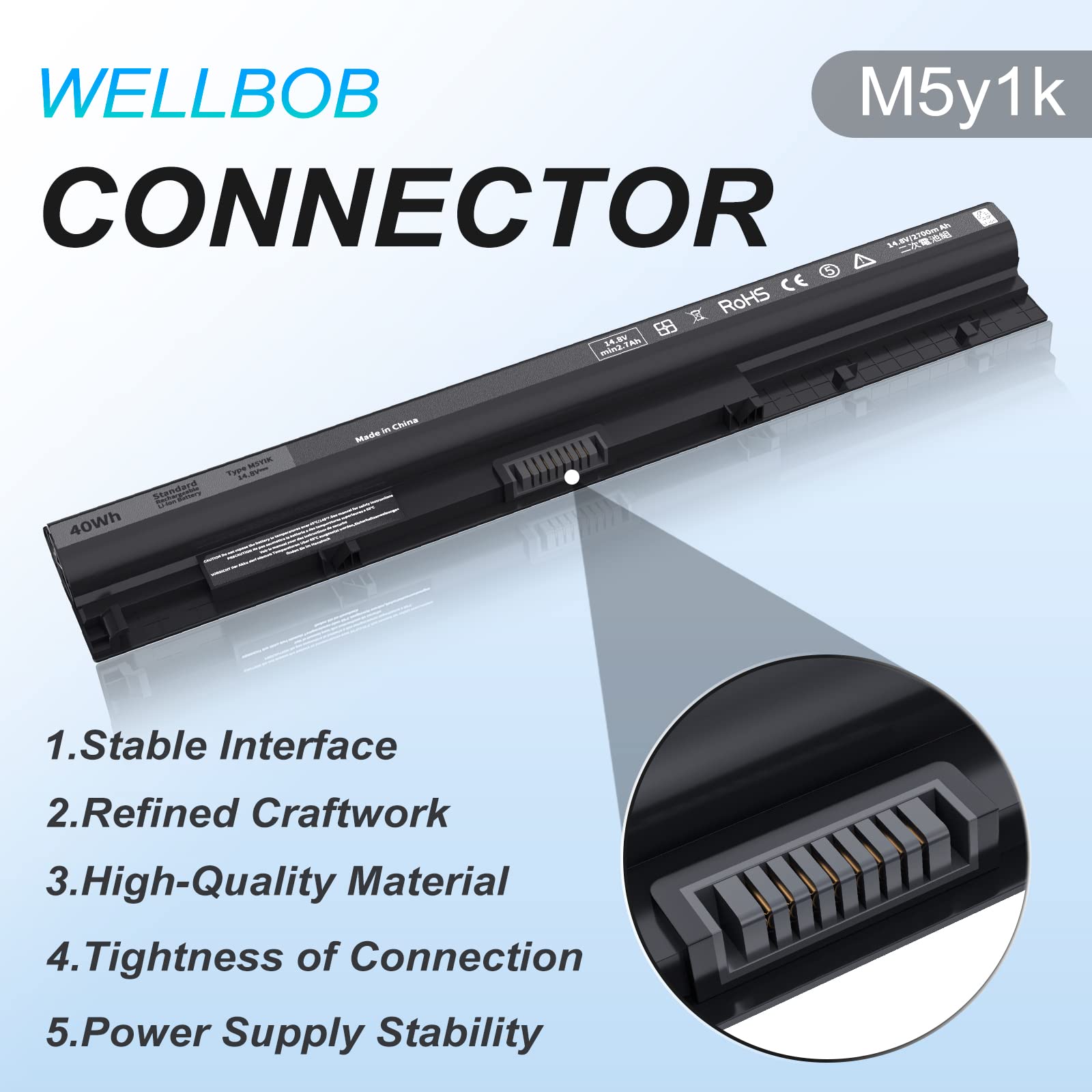 M5Y1K Battery For Dell Inspiron 5559 5558 Battery, For Dell Inspiron 15 3000 5000 Battery 3558 3567 5555 5566 5759, Compatible W