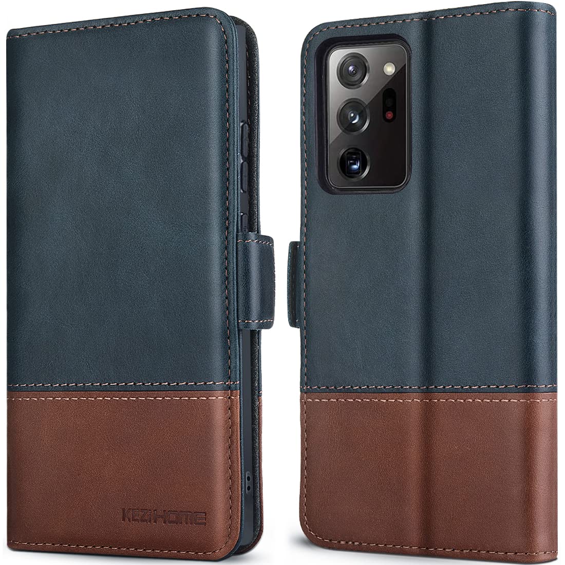 Kezihome Note 20 Ultra Case, Genuine Leather [Rfid Blocking] Galaxy Note 20 Ultra 5G Wallet Case Credit Card Slot Flip Magnetic 