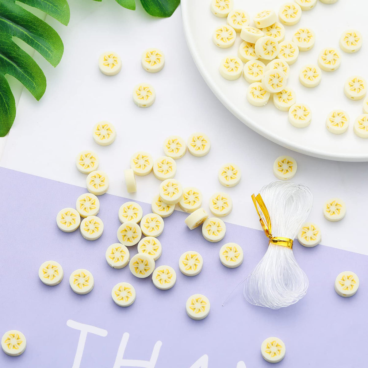 100Pcs Banana Polymer Clay Spacer Beads For Women Girls Jewelry Making Diy Bracelet Necklace Hair Clip Accessories (Banana)