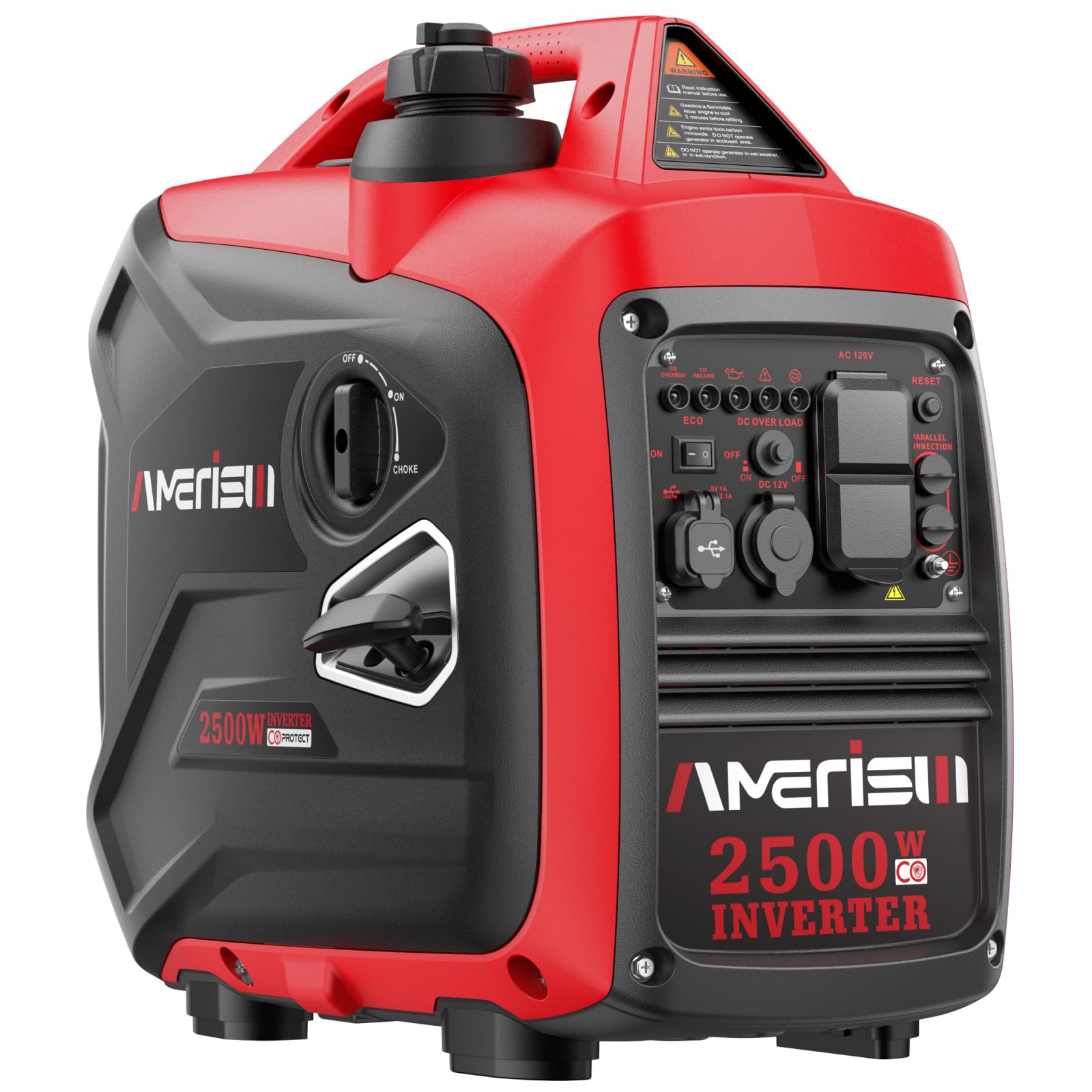 AMERISUN Portable Inverter Generator 2500W Gas Powered, Long Runtime Gas Generator for Home Backup, Emergency, Camping, EPA Comp