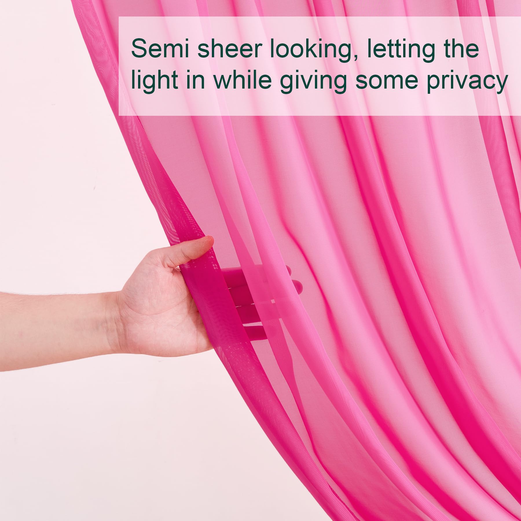 10Ft X 10Ft Hot Pink Backdrop Curtains, Wrinkle Free Sheer Chiffon Fabric Backdrop Drapes For Wedding Arch Party Ceremony Stage