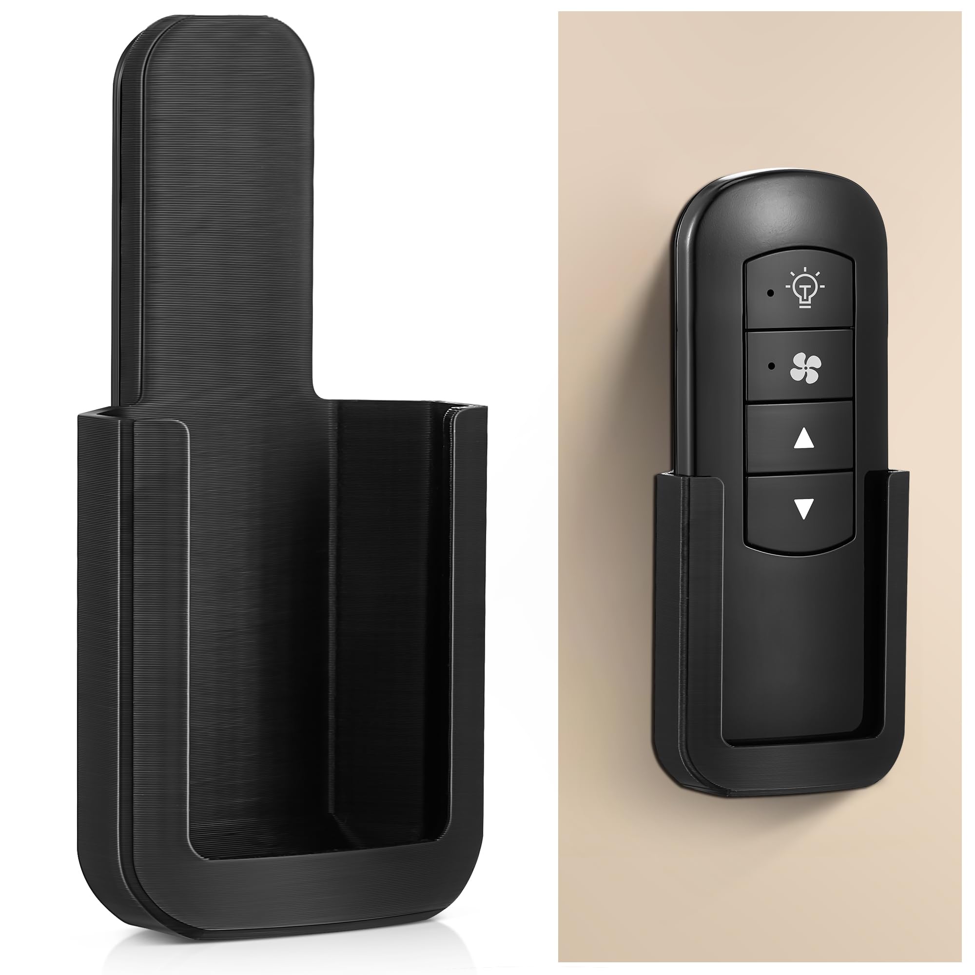 Saillong 1 Pack Ceiling Fan Remote Control Holder with Screws Wall Mount Fan Remote Bracket (Black)