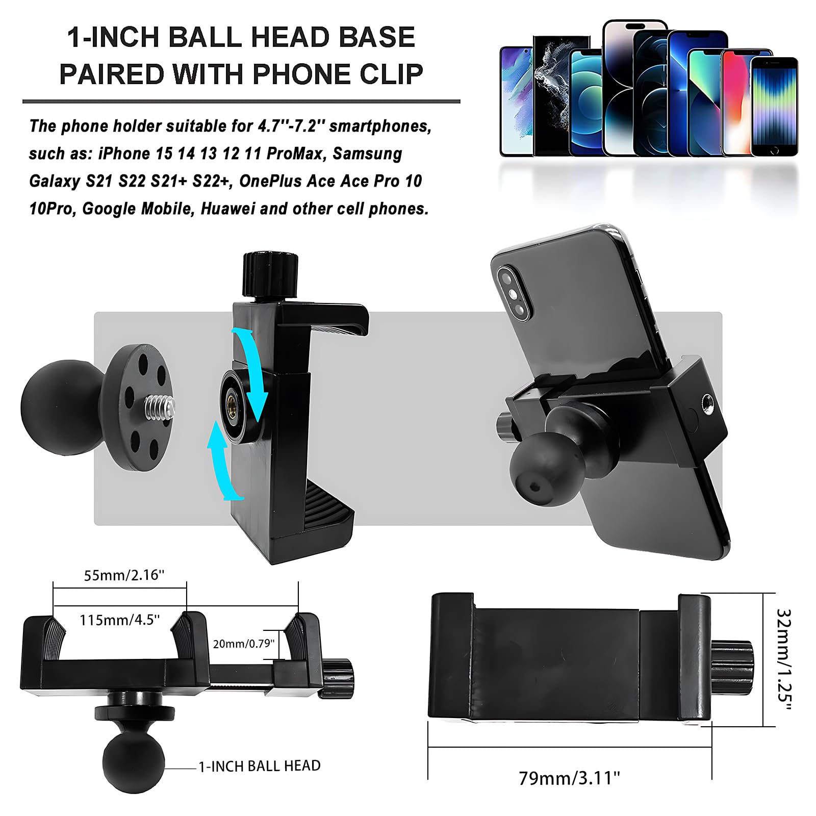 Bike Bicycle Phone Holder, Motorcycle Handlebar Phone Mount, Cell Phone Clamp Accessories, Scooter Phone Clip For Iphone 15 Pro