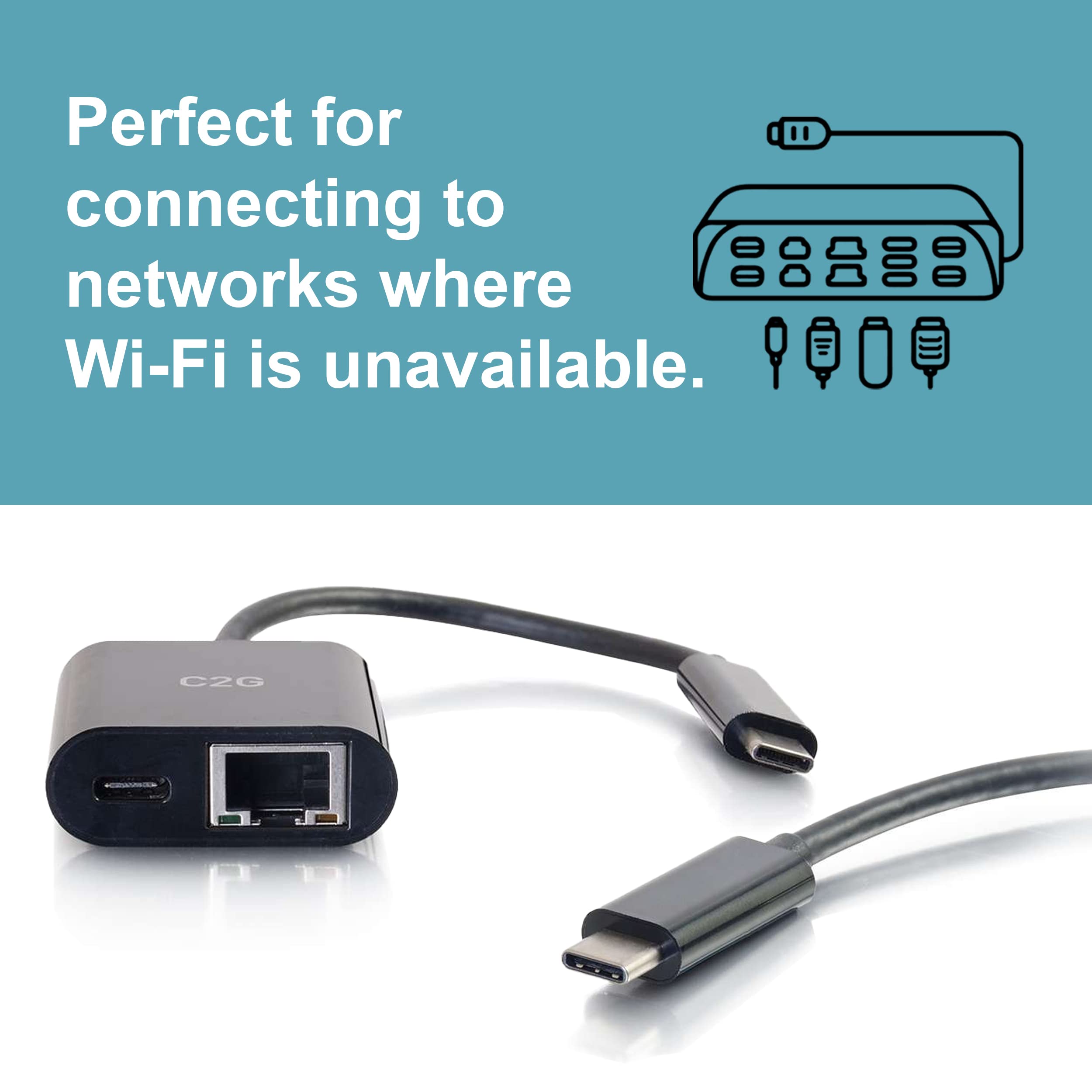 C2G Usb Adapter, Ethernet Adapter With Power, Black, Cables To Go 29749