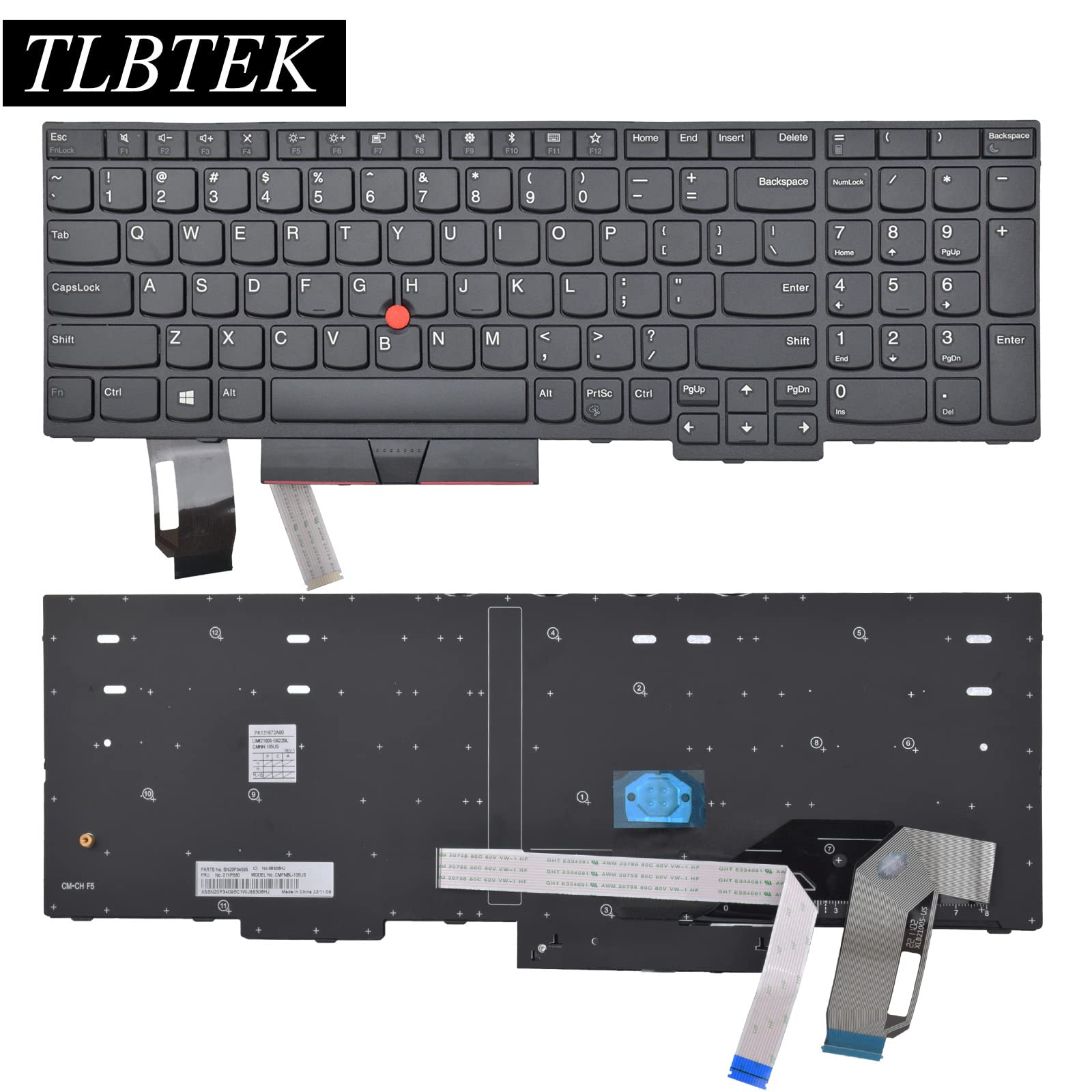 Tlbtek Laptop Keyboard Replacement With Frame And Pointer Compatible With Lenovo Thinkpad E580 E585 L580 E590 E595 L590 T590 P52