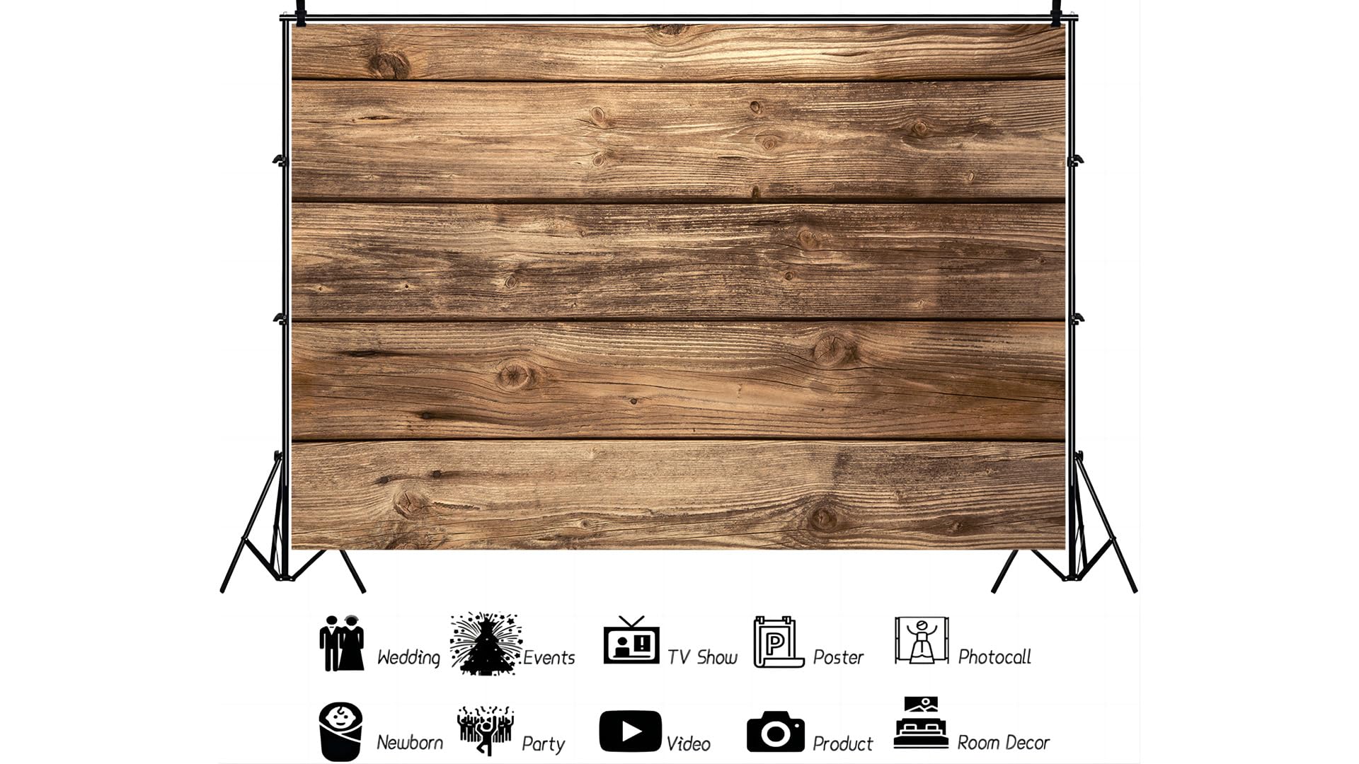 Yynxsy Rustic Wood Wall Backdrop Natural Brown Wooden Board Photography Background Baby Shower Birthday Party Cake Table Decorat