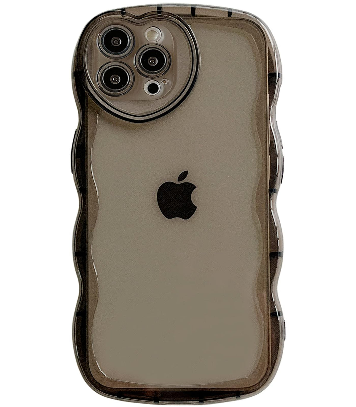 Qokey For Iphone 12 Pro Max Case(2020 6.7''),Cute Clear Love Case,With Love-Heart Camera Frame Wavy Edge Transparent Full Protec