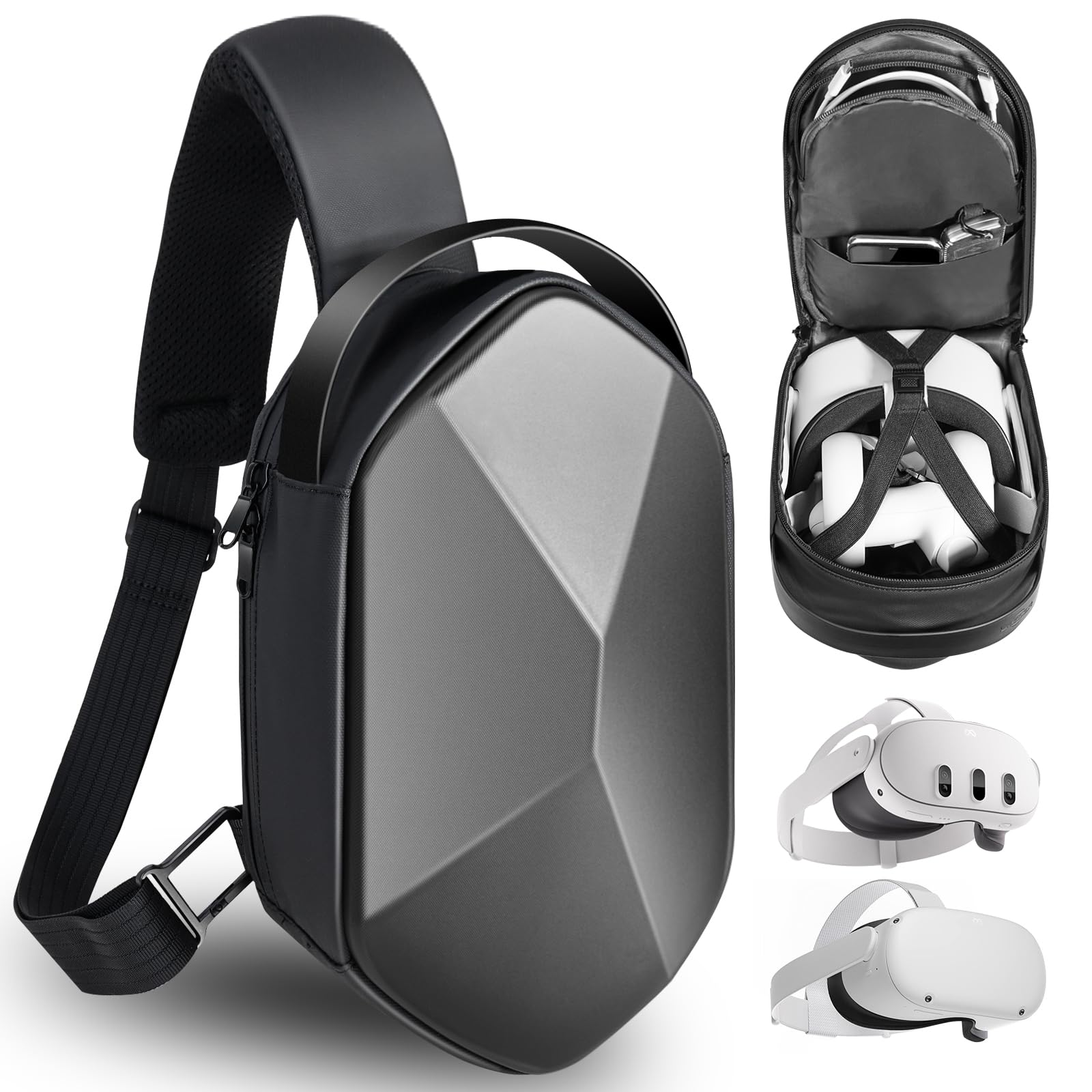 Sarlar Fashion Hard Travel Case For Oculus Meta Quest 3/Quest 2, Expandable Capacity Compatible With Kiwi Design/Bobovr All Elit