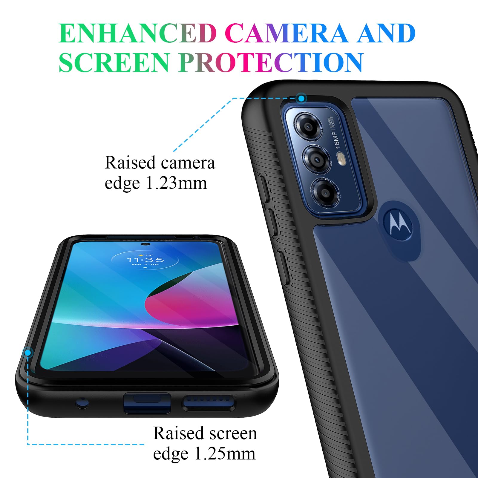 Wahhle Compatible With Moto G Play 2023 Case, Moto G Power 2022 Case, Moto G Pure Case, Built In Screen Protector Full Body Shoc