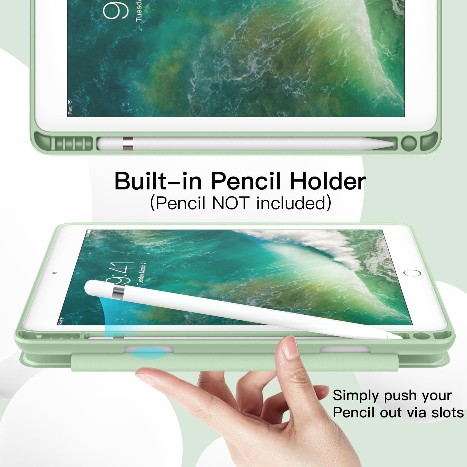 Jetech Case For Ipad 9.7-Inch (6Th/5Th Generation, 2018/2017) With Pencil Holder, Slim Tablet Cover With Soft Tpu Back, Auto Wak