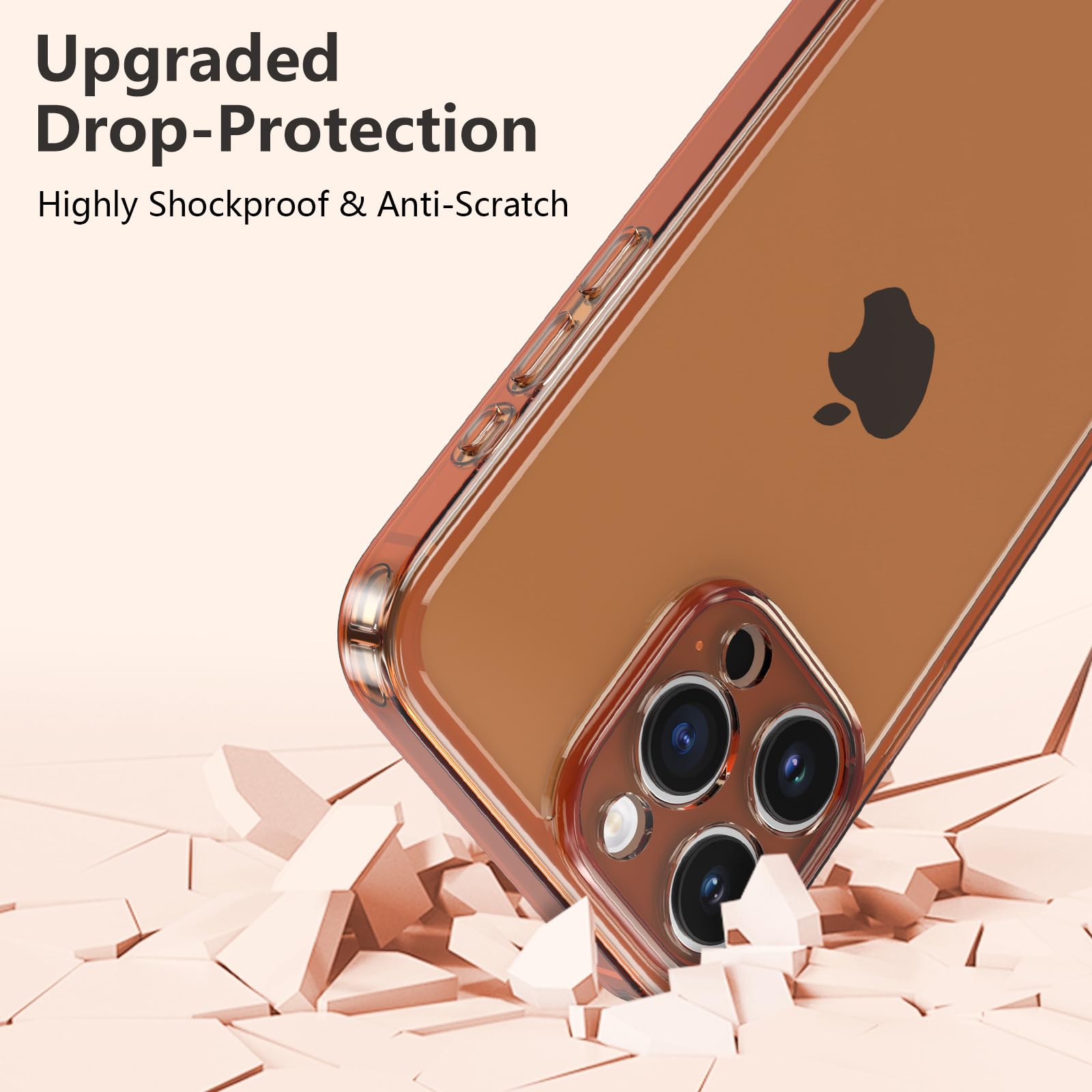 ZTOFERA iPhone 13 Pro 6.1 inch Clear Soft Silicone Protective Shockproof Phone Case Brown