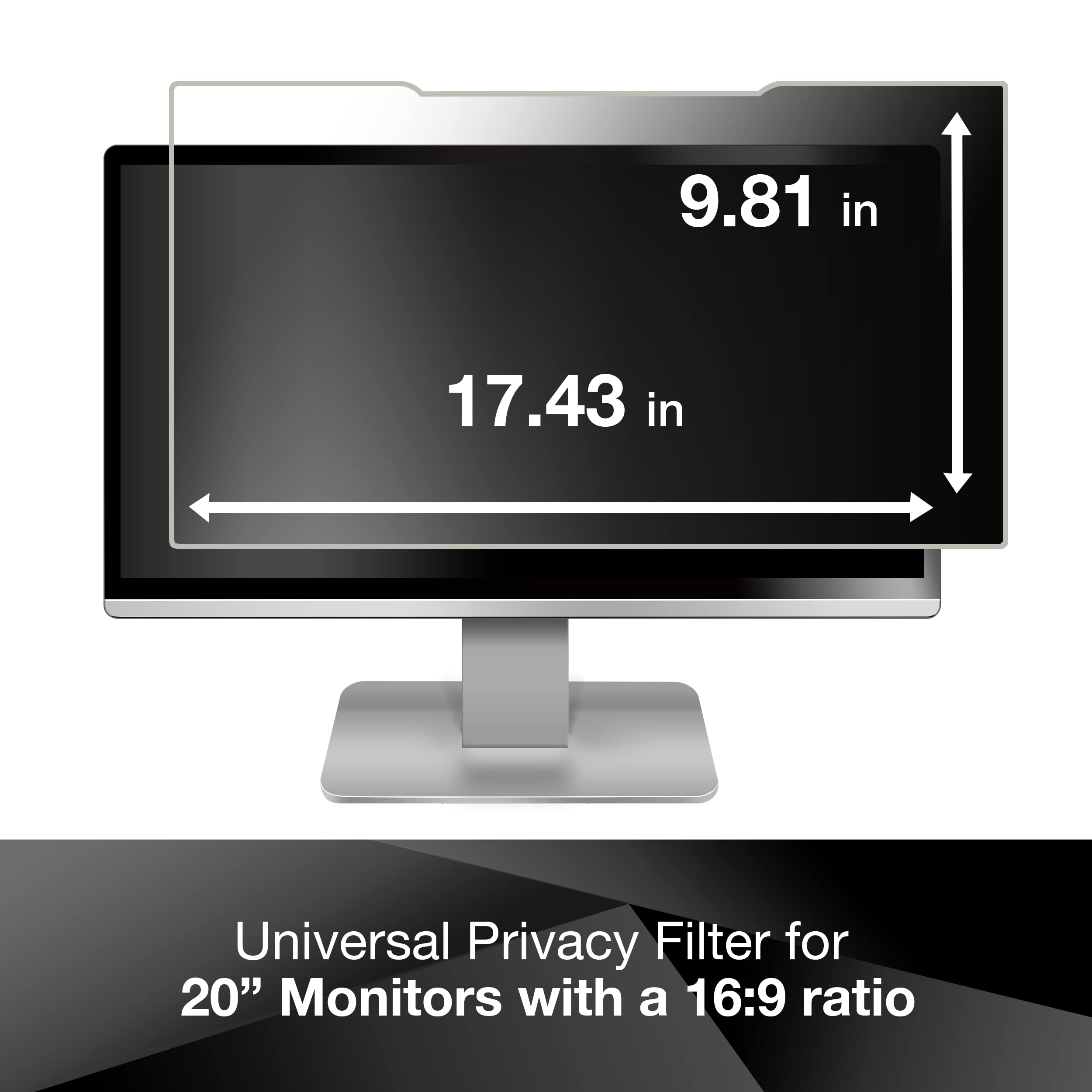 3M Privacy Filter For 20'' Widescreen Monitor (Pf200W9B), Black