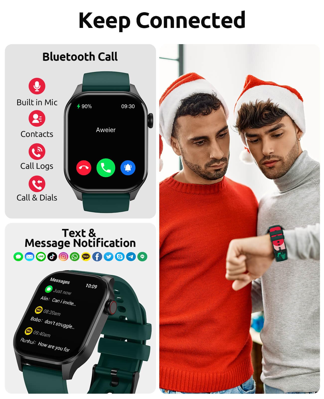 Smart Watches Christmas For Men Women 2.04 Hd Screen Fitness Tracker Watches, Heart Rate Sleep Blood Oxygen Monitor, Ip68 Waterp