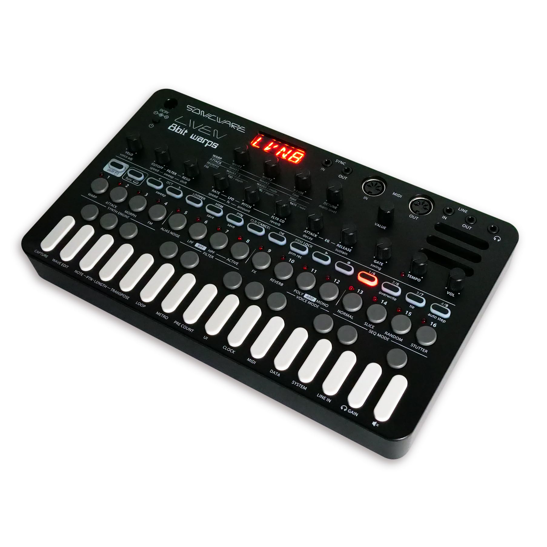 Sonicware Liven 8Bit Warps [8 Bit Synthesizer Groove Box] 4 Track Looper Fearture