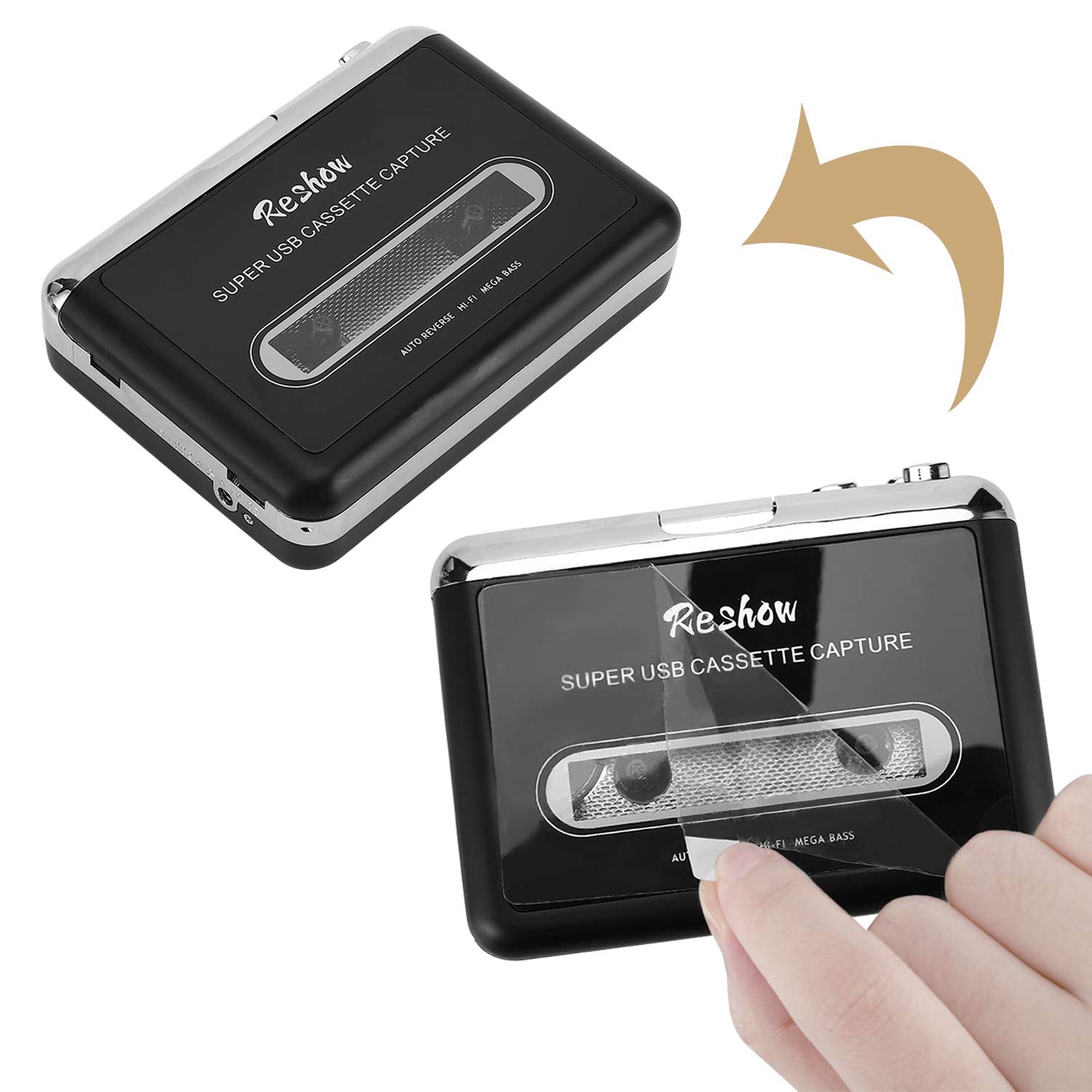 Reshow Cassette Player � Portable Tape Player Captures Mp3 Audio Music Via Usb � Compatible With Laptops And Personal Computers � Convert Walkman Tape Cassettes To Ipod Format (Black)