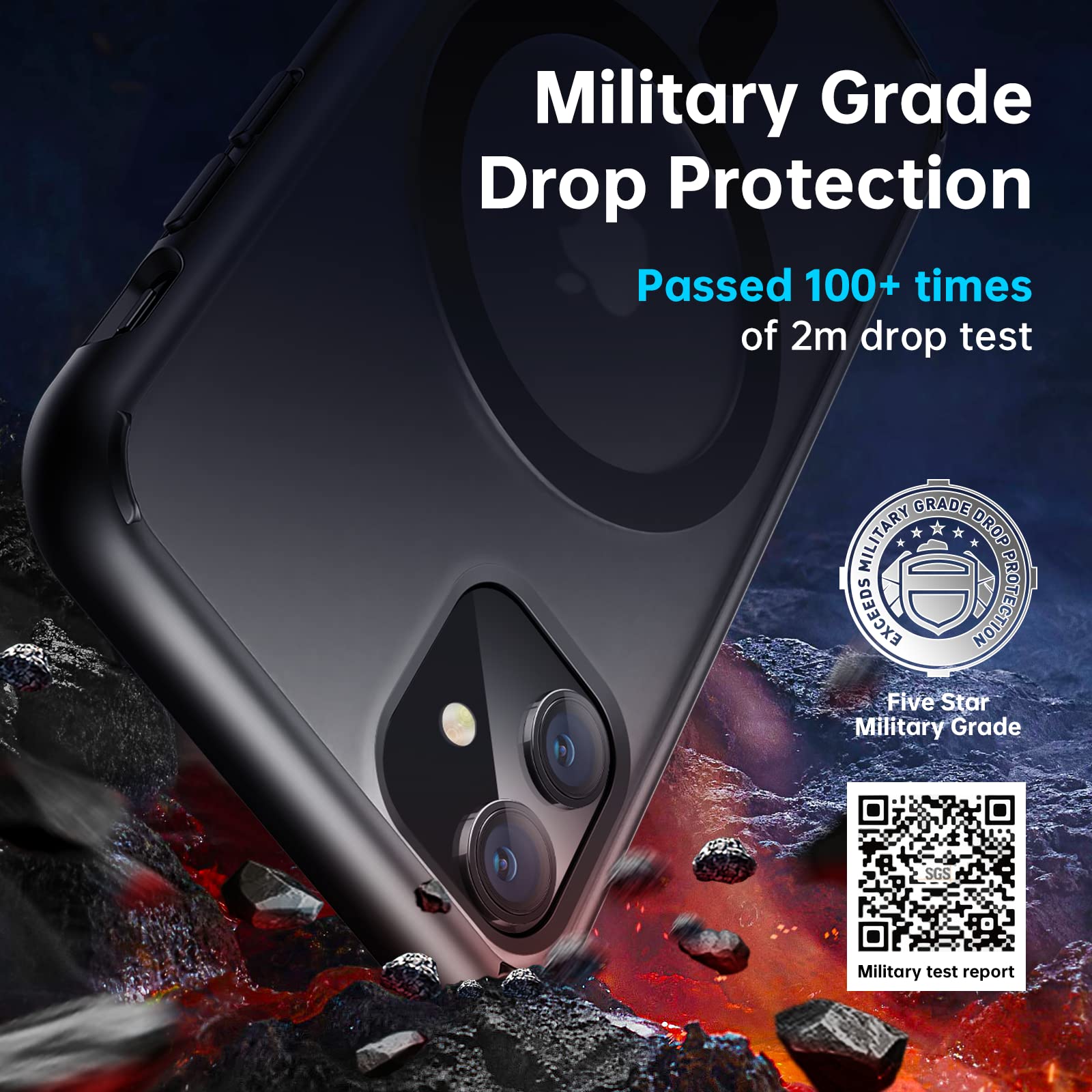 Meifigno Magnetic Case For Iphone 11 Case, [Military Grade Drop Tested & Comaptible With Magsafe], Translucent Matte Pc With Sof