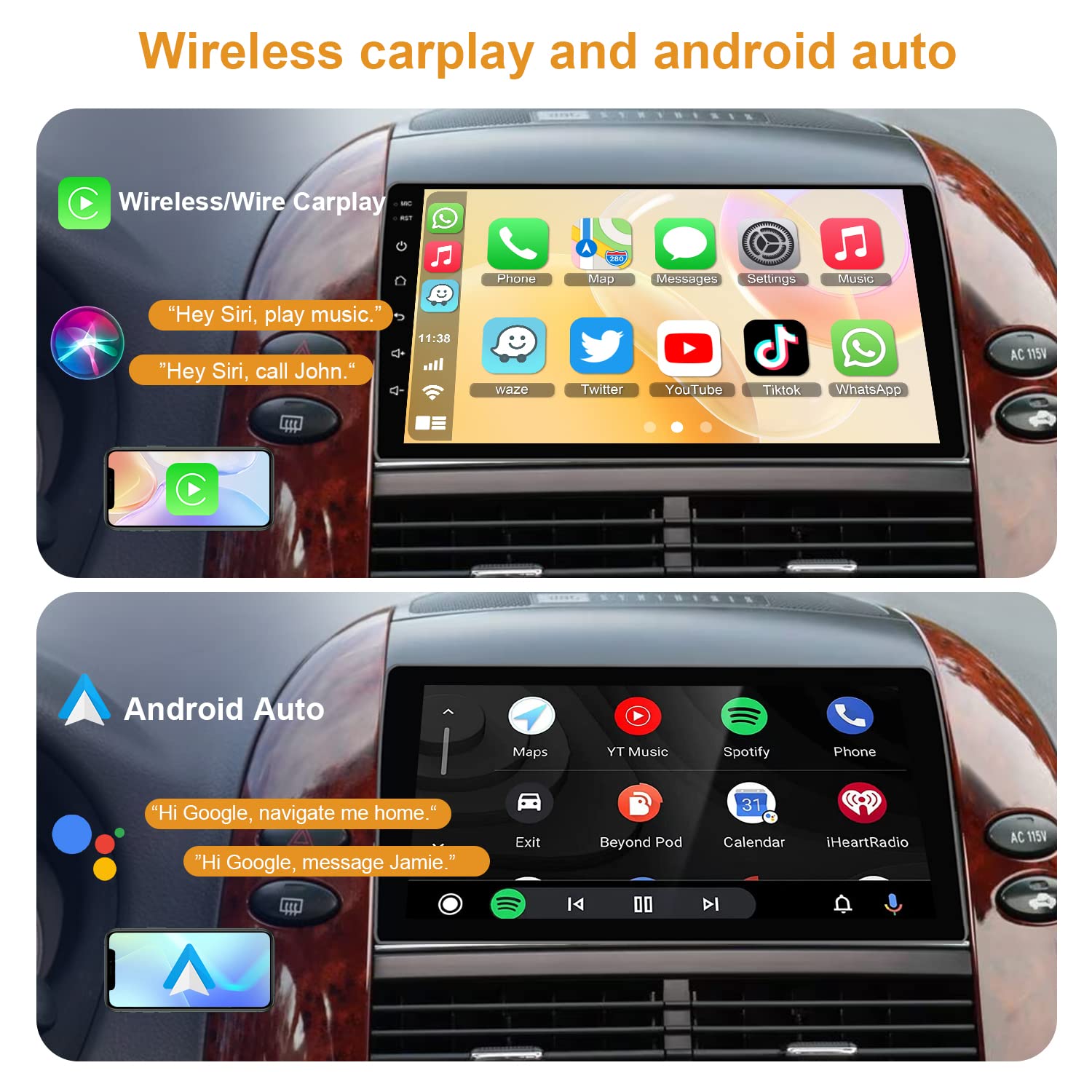 Android 12 Car Radio Stereo For Toyota Sienna 2004 2010, Wireless Carplay&Android Auto With 2G+32G Support Bluetooth/Voice Contr