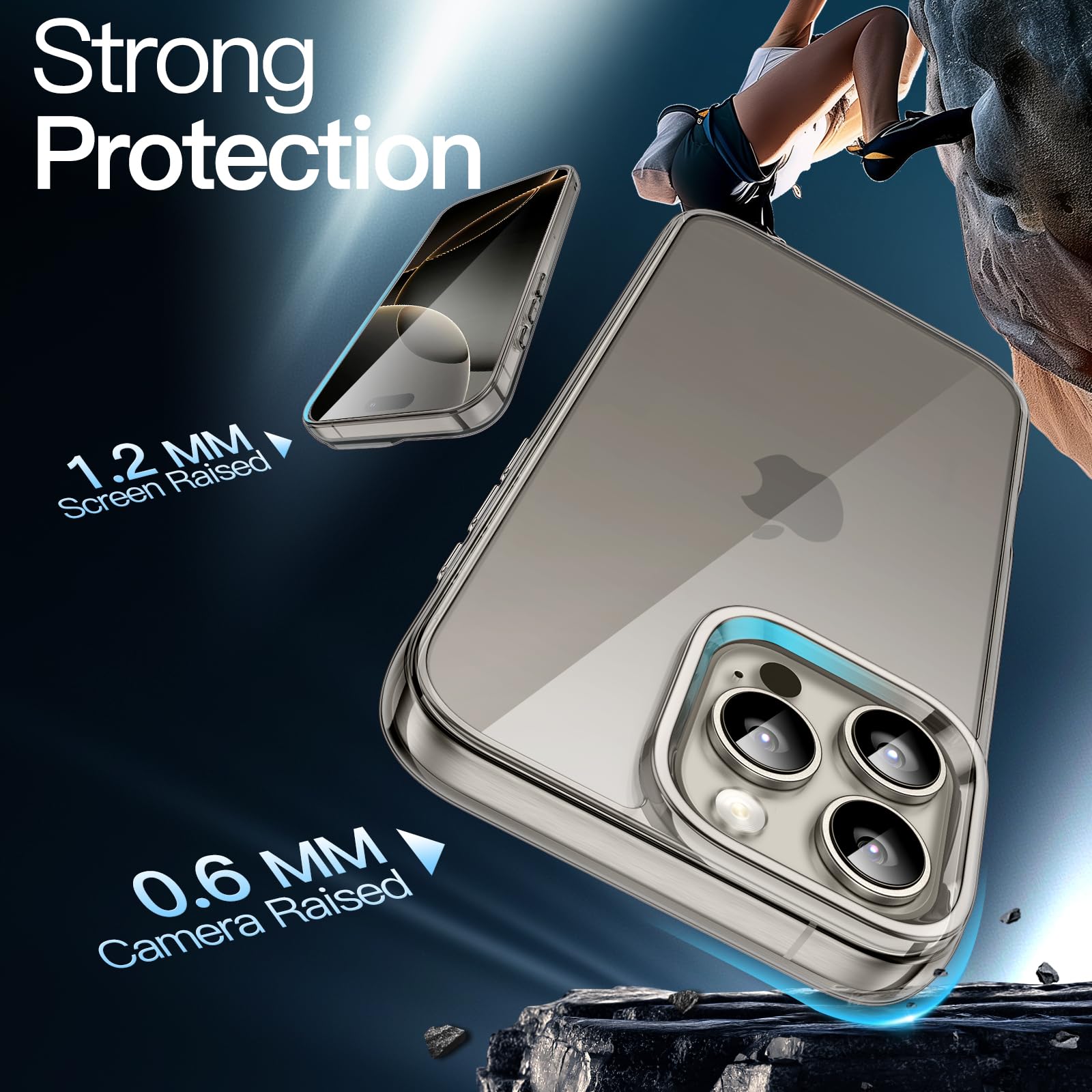 Jetech Case For Iphone 16 Pro 6.3 Inch, Non Yellowing Shockproof Phone Bumper Cover, Anti Scratch Clear Back (Natural Titanium)