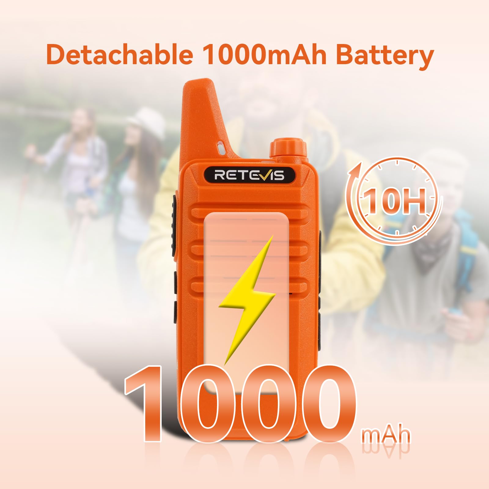 Retevis Rt22 Two Way Radio, Long Range Walkie Talkies For Adults, Rechargeable Mini Two Way Radios With Earpiece, Vox Handsfree, For Family Outdoor Camping Hiking Trip(Orange)