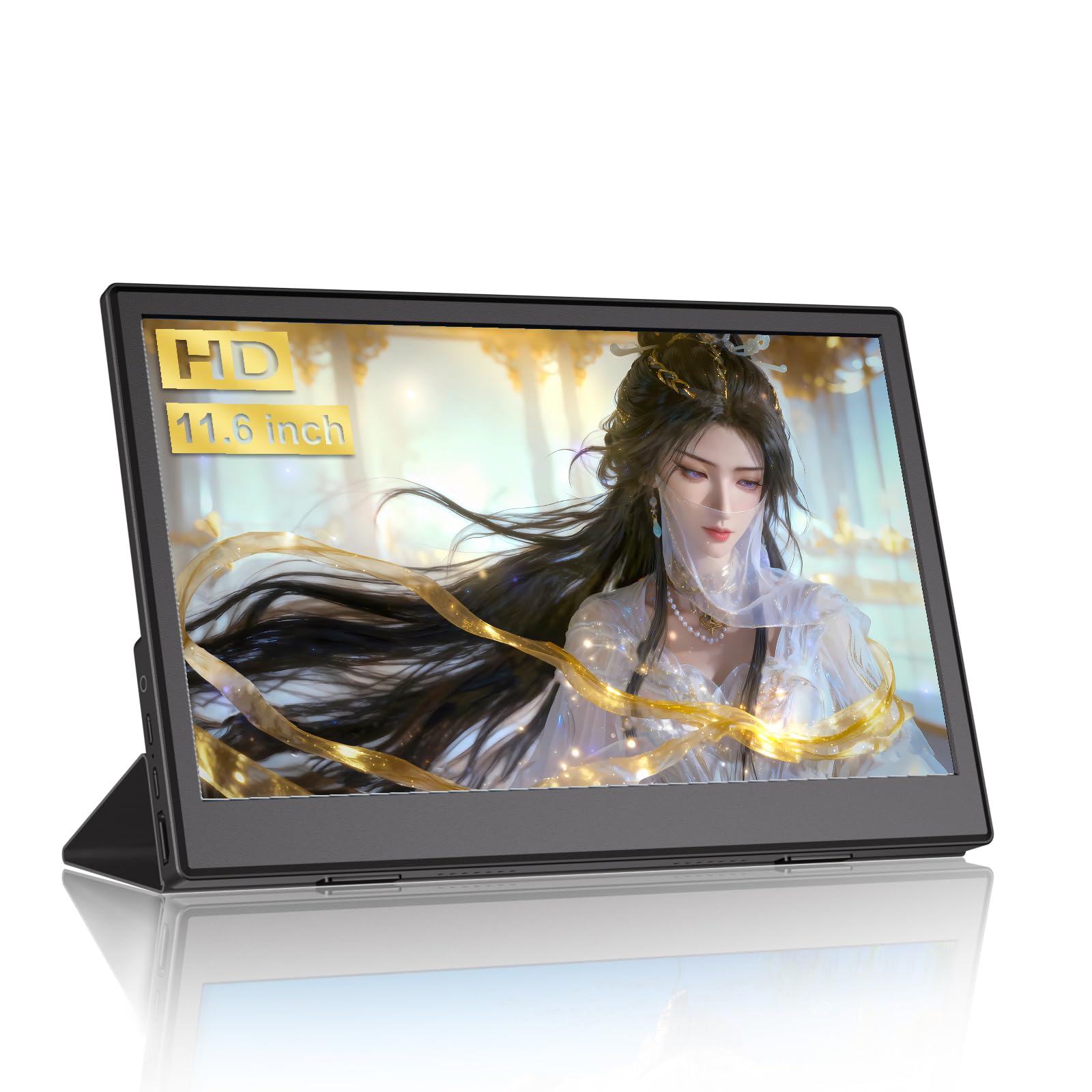 JUSTTHINK Portable Monitor 11.6, LCD Display Small Monitor, 60Hz, Wall Mount & Desk Stand, HDMI/Type-C Connect Second External