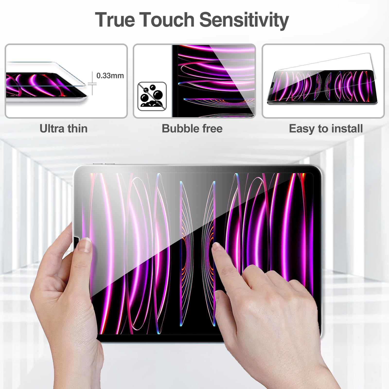 Procase 2+2 Pack Screen Protector For Ipad Pro 12.9 Inch 6Th 5Th 4Th Generation 2022 2021 2020 With Camera Lens Protector, Tempe