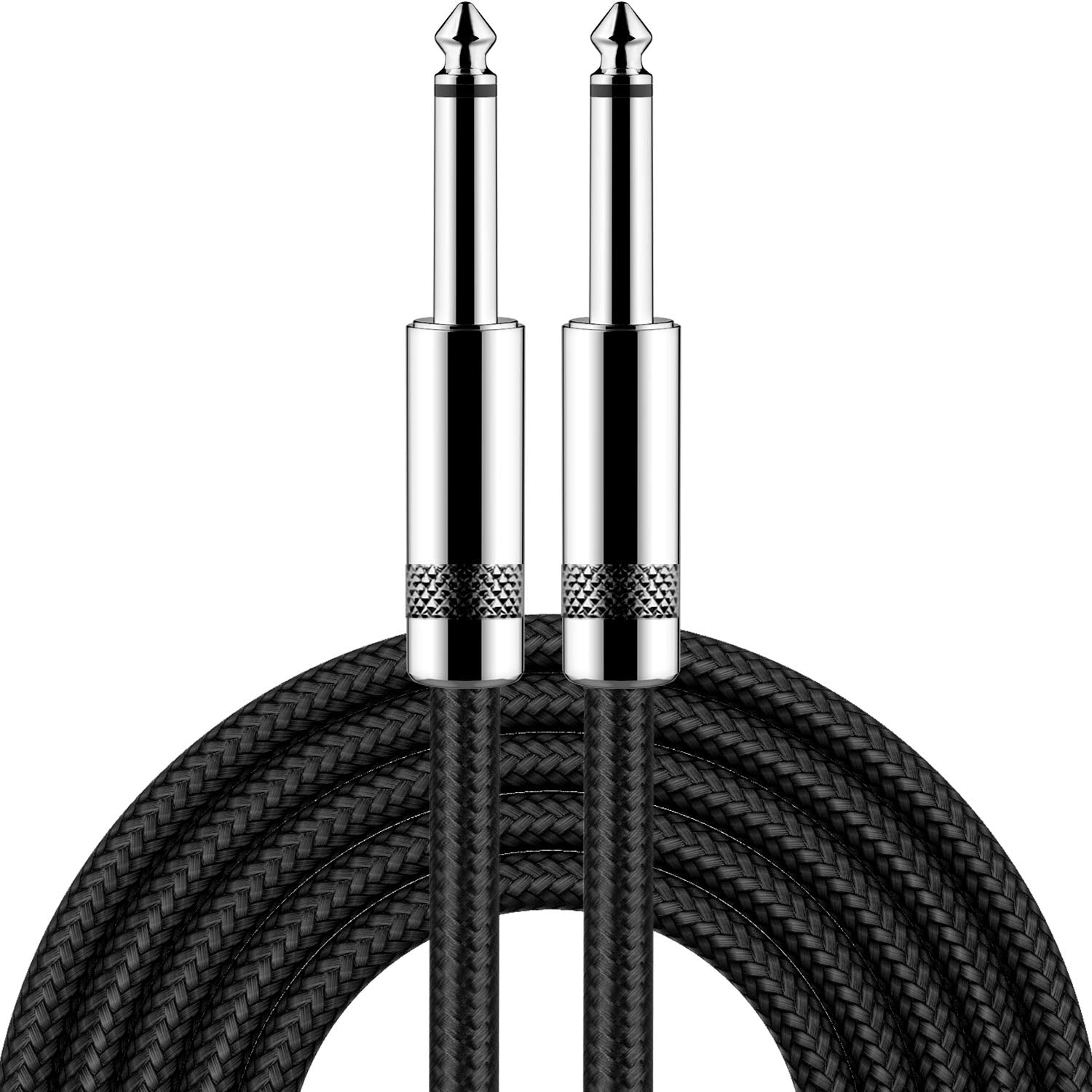 New Bee 10 ft Guitar Cable - Electric Instrument Cable for Bass, Guitar, Mandolin, Pro Audio - Straight to Straight - Black