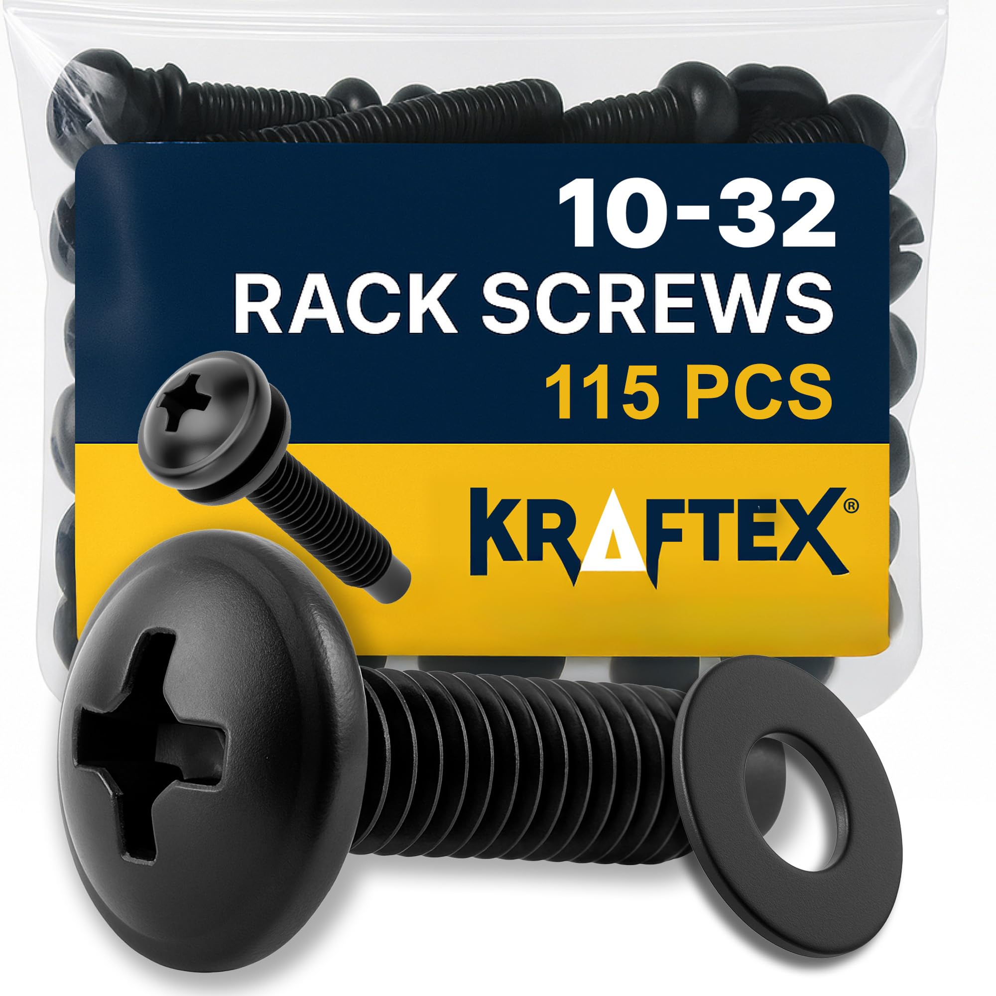 10-32 Rack Screws 115-Pack - Versatile Server Rack Accessories for Network Cabinets, Audio Mounts, Studs and Recording Studio In