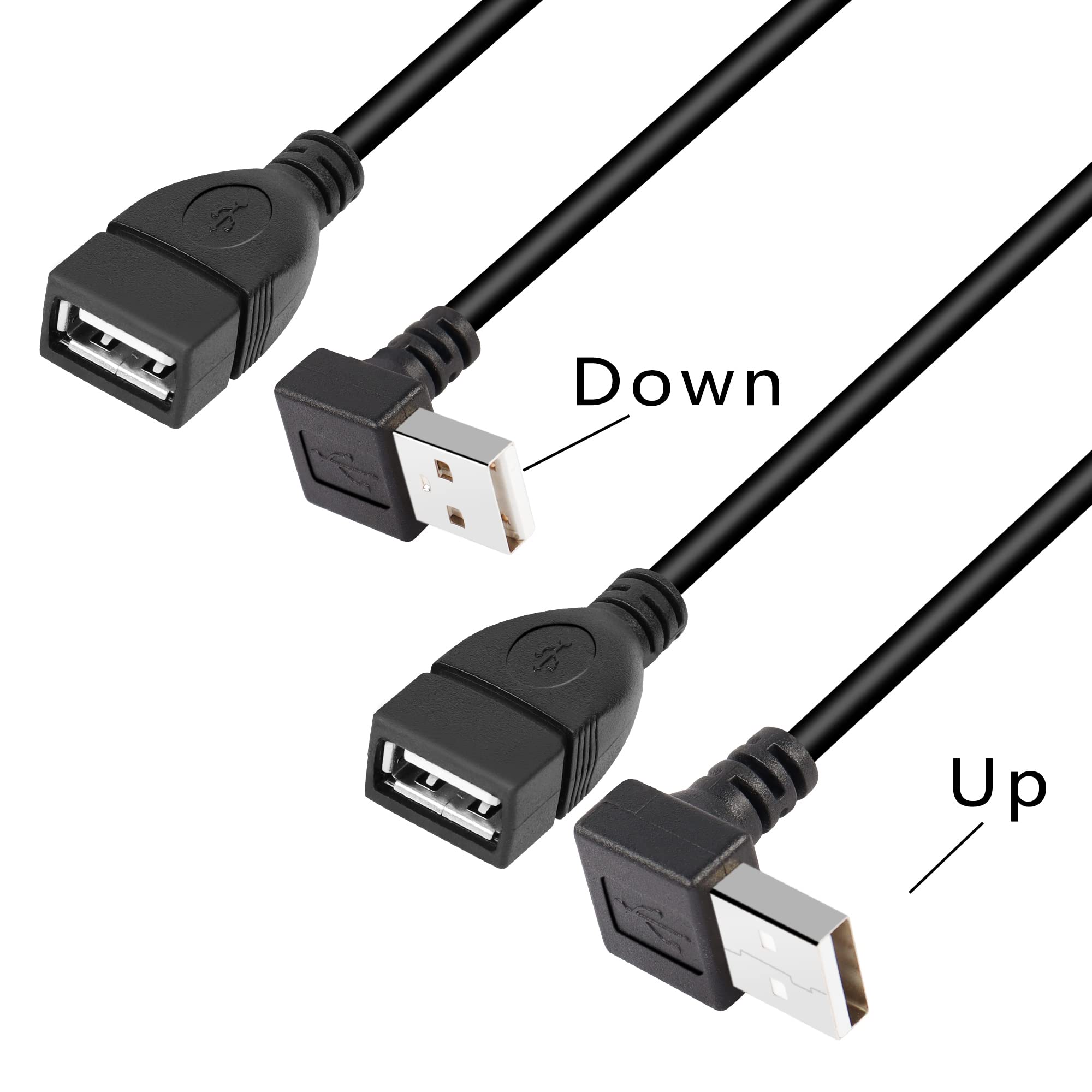 Pngknyocn Usb Short Cable With On/Off Switch,2 Pack 1Ft 90 Degree Up & Down Angle Upgraded Usb A 2.0 Male To Female Data Power Switch Cable