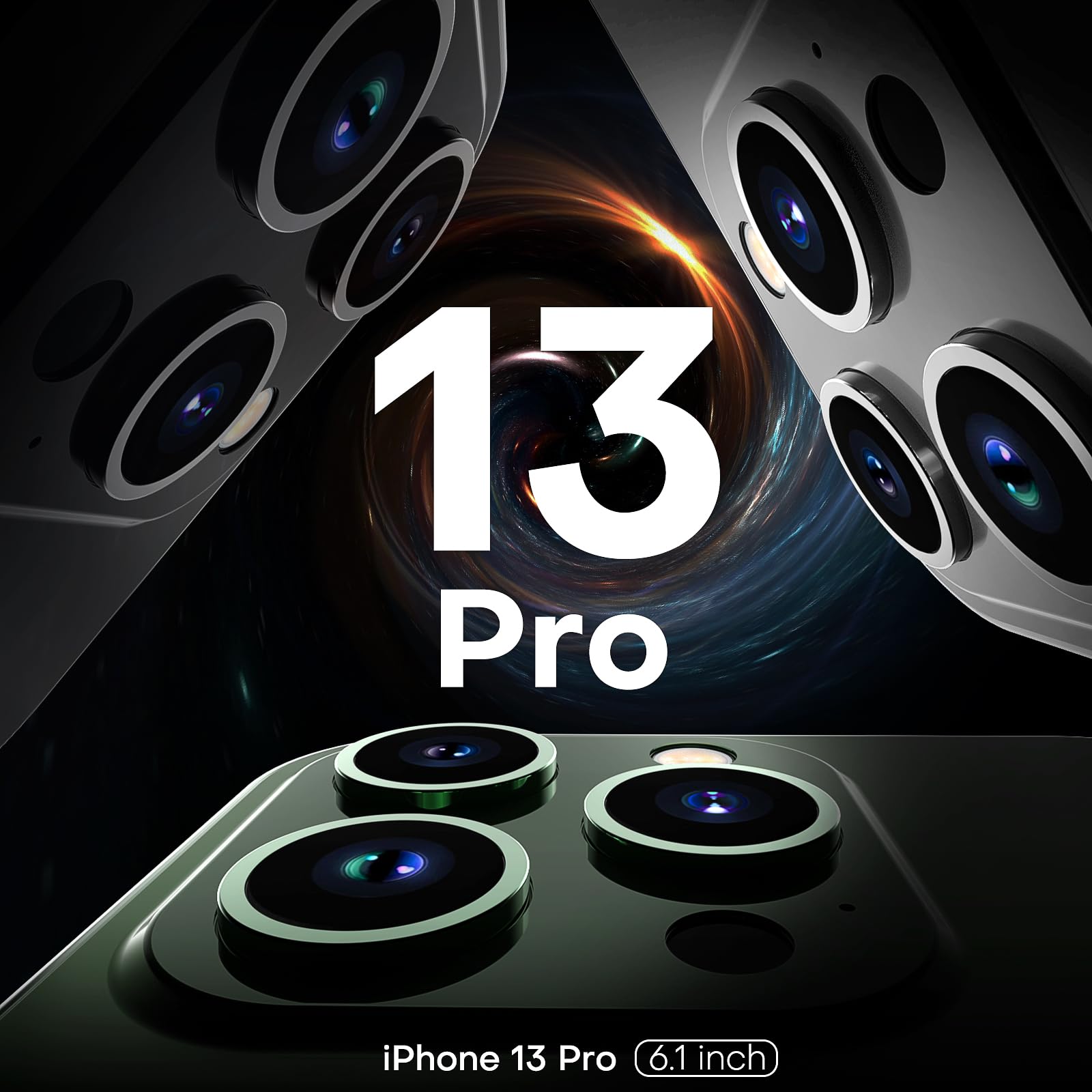 Tauri 5 In 1 Magnetic For Iphone 13 Pro Case, With 2X Screen Protector + 2X Camera Lens Protector, 10 Ft Drop Protection, Compat